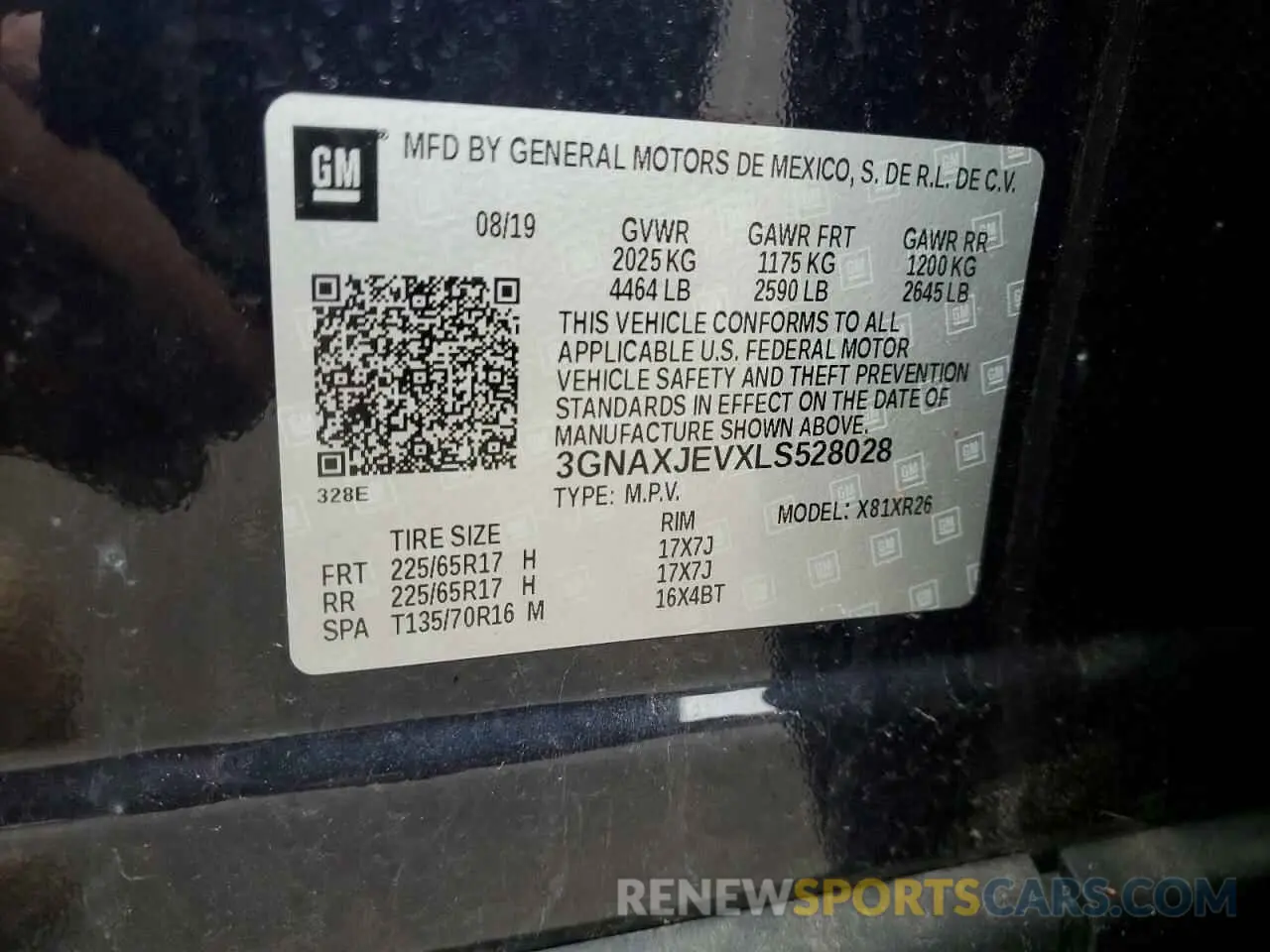 13 Photograph of a damaged car 3GNAXJEVXLS528028 CHEVROLET EQUINOX 2020