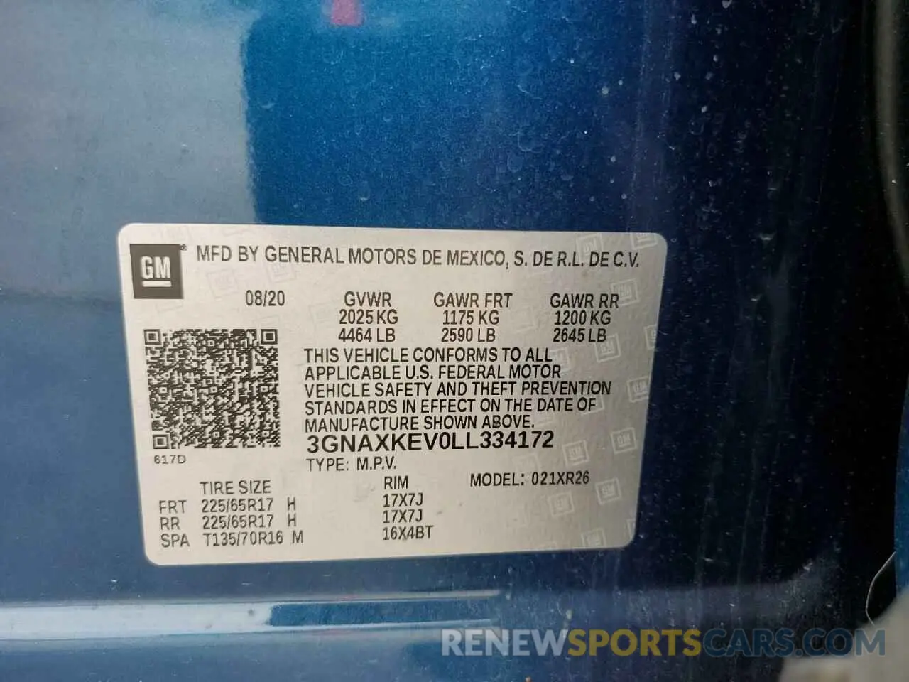 13 Photograph of a damaged car 3GNAXKEV0LL334172 CHEVROLET EQUINOX 2020
