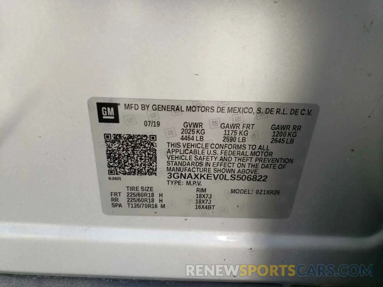 13 Photograph of a damaged car 3GNAXKEV0LS506822 CHEVROLET EQUINOX 2020