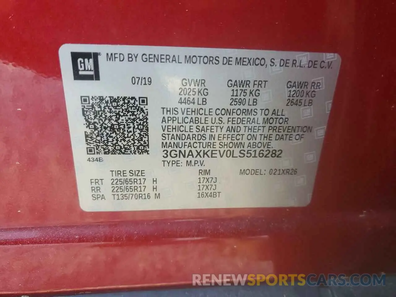 13 Photograph of a damaged car 3GNAXKEV0LS516282 CHEVROLET EQUINOX 2020