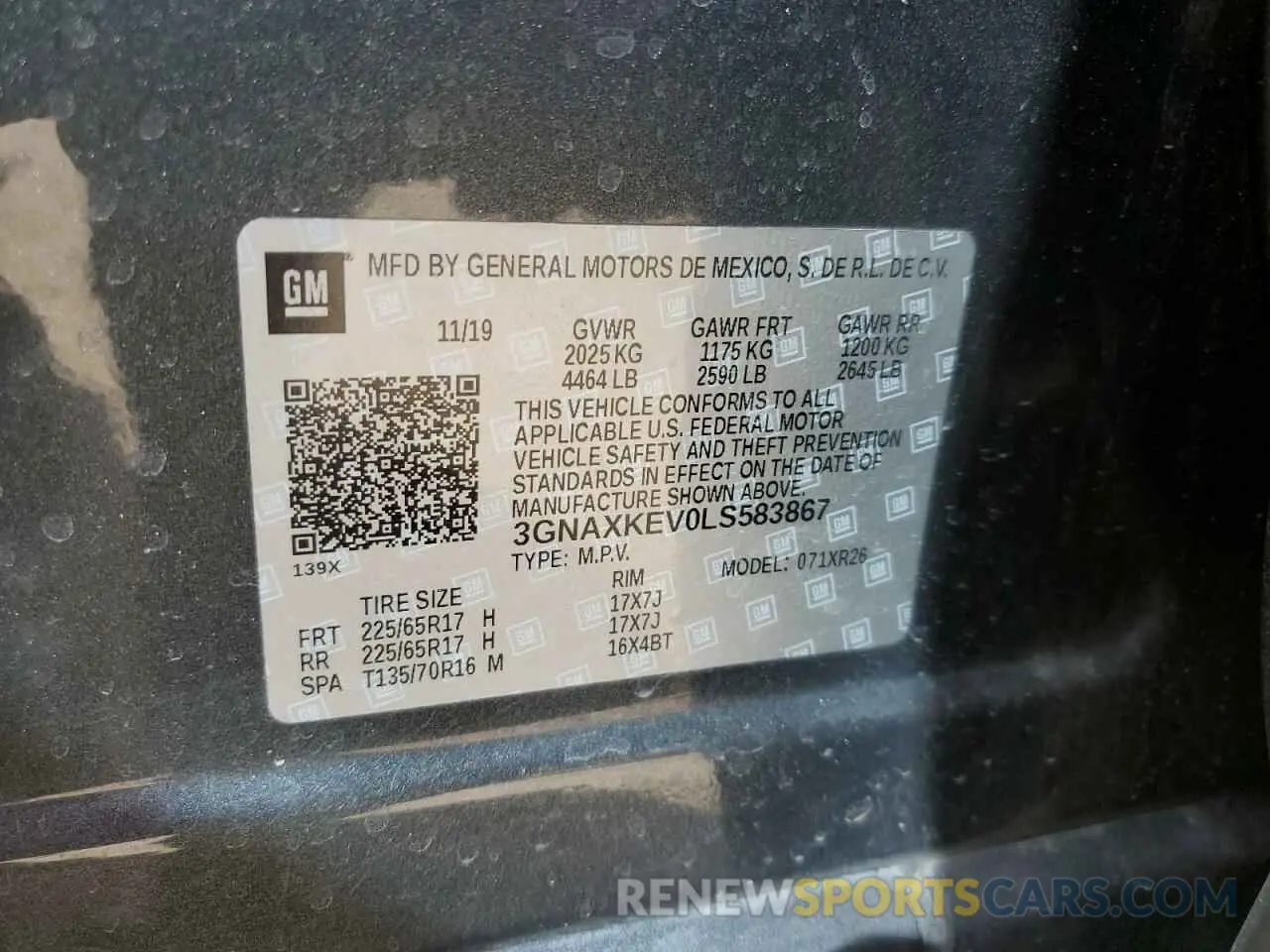 15 Photograph of a damaged car 3GNAXKEV0LS583867 CHEVROLET EQUINOX 2020