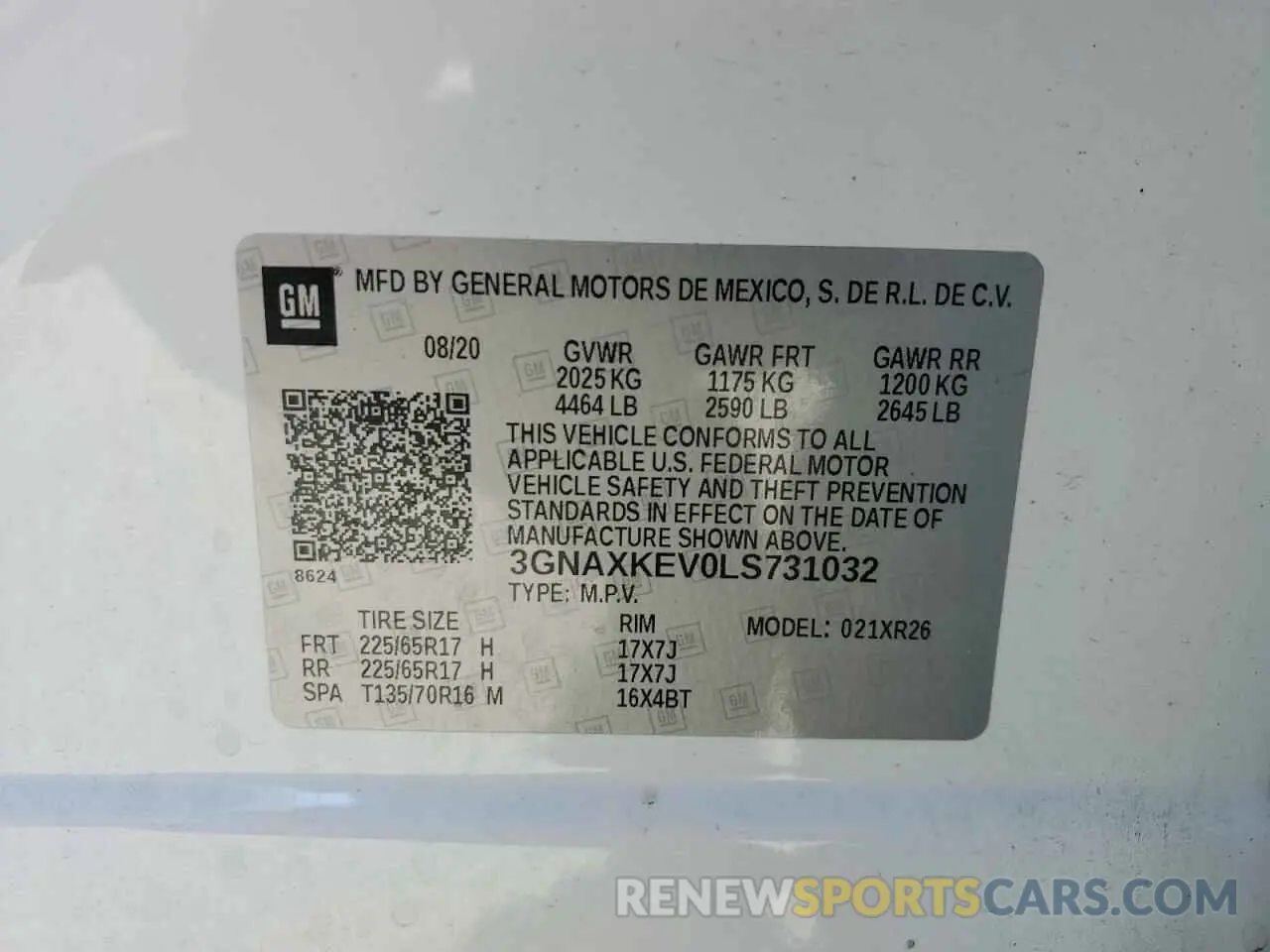 13 Photograph of a damaged car 3GNAXKEV0LS731032 CHEVROLET EQUINOX 2020