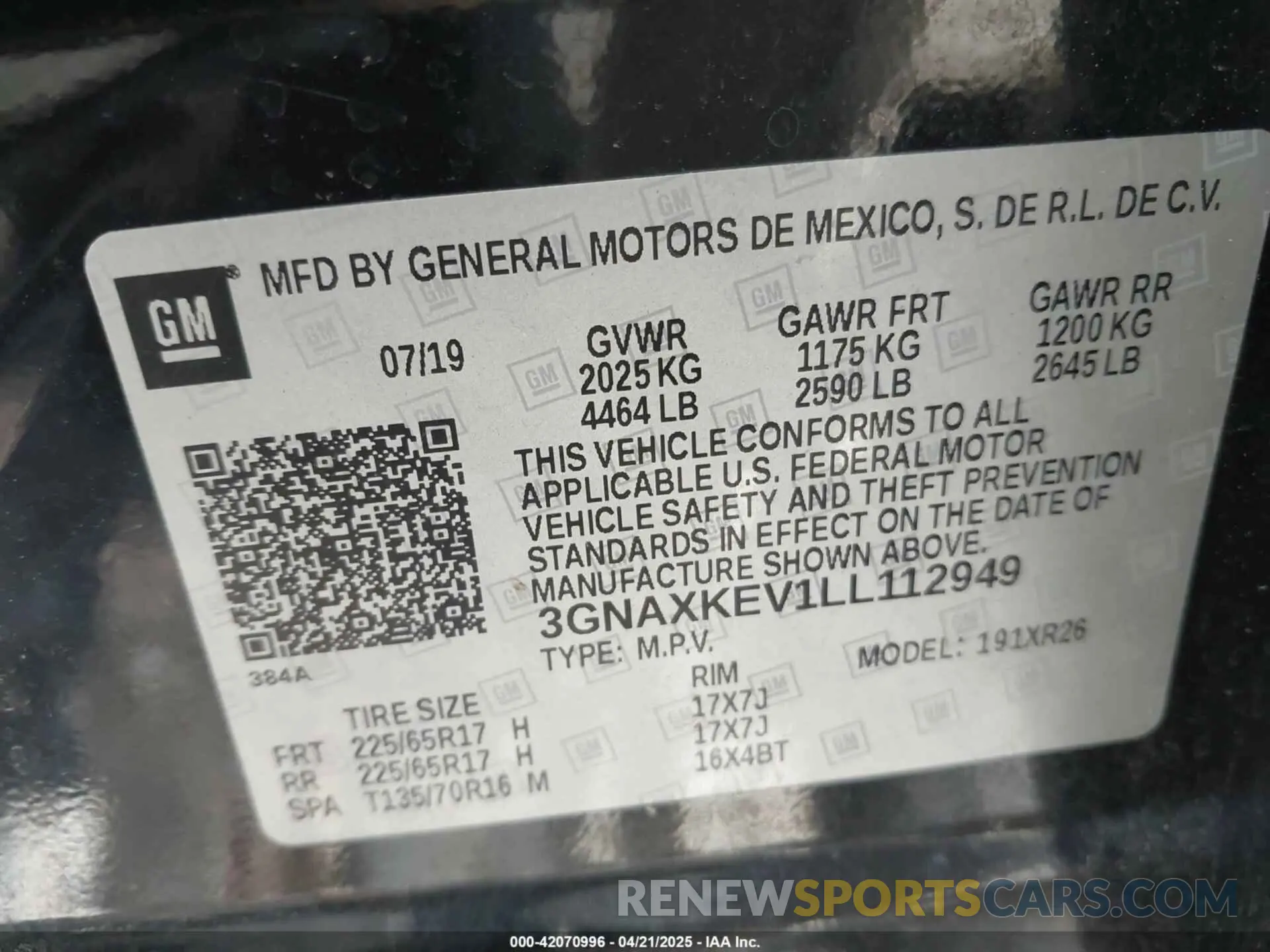 9 Photograph of a damaged car 3GNAXKEV1LL112949 CHEVROLET EQUINOX 2020