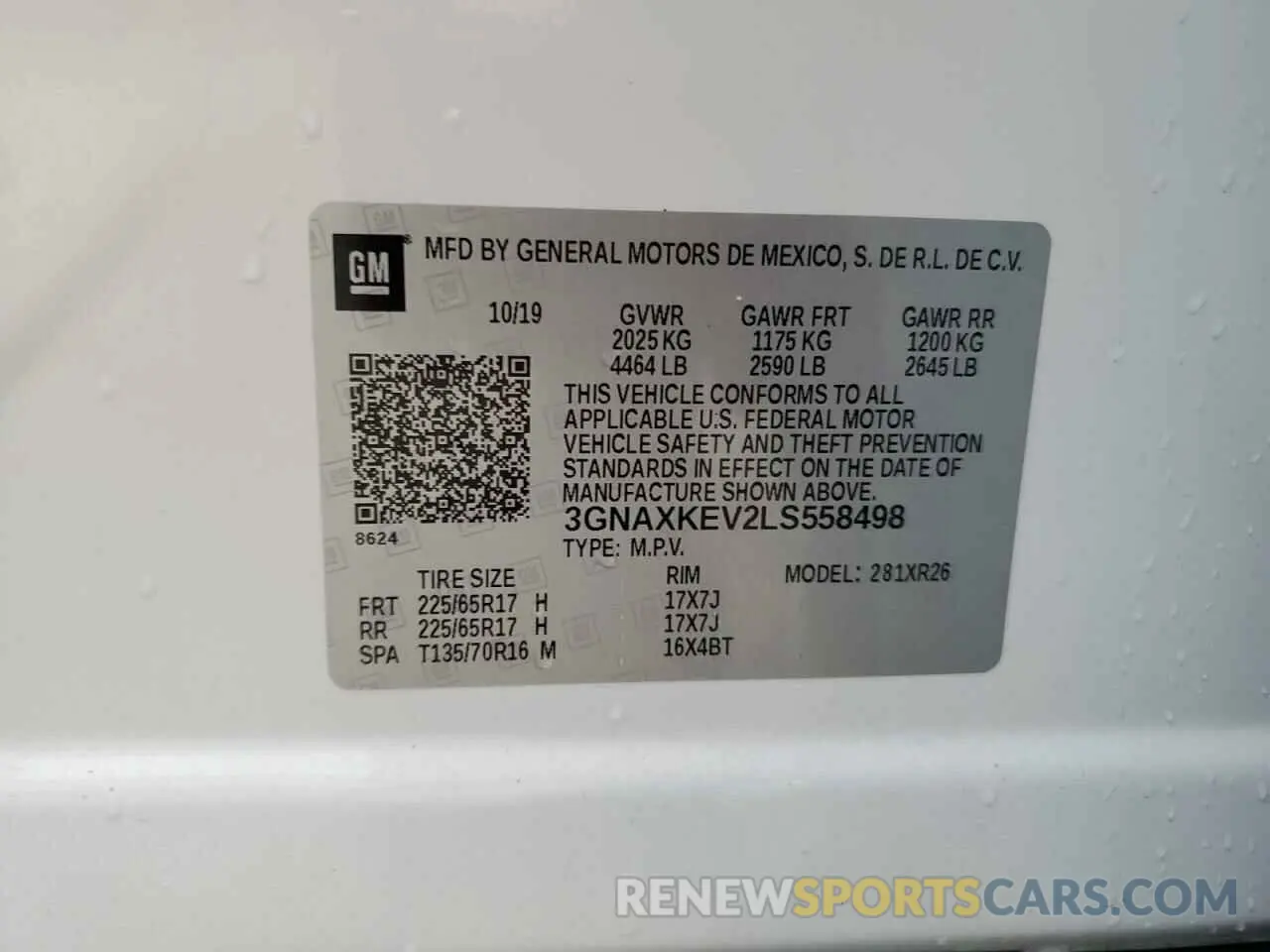 15 Photograph of a damaged car 3GNAXKEV2LS558498 CHEVROLET EQUINOX 2020