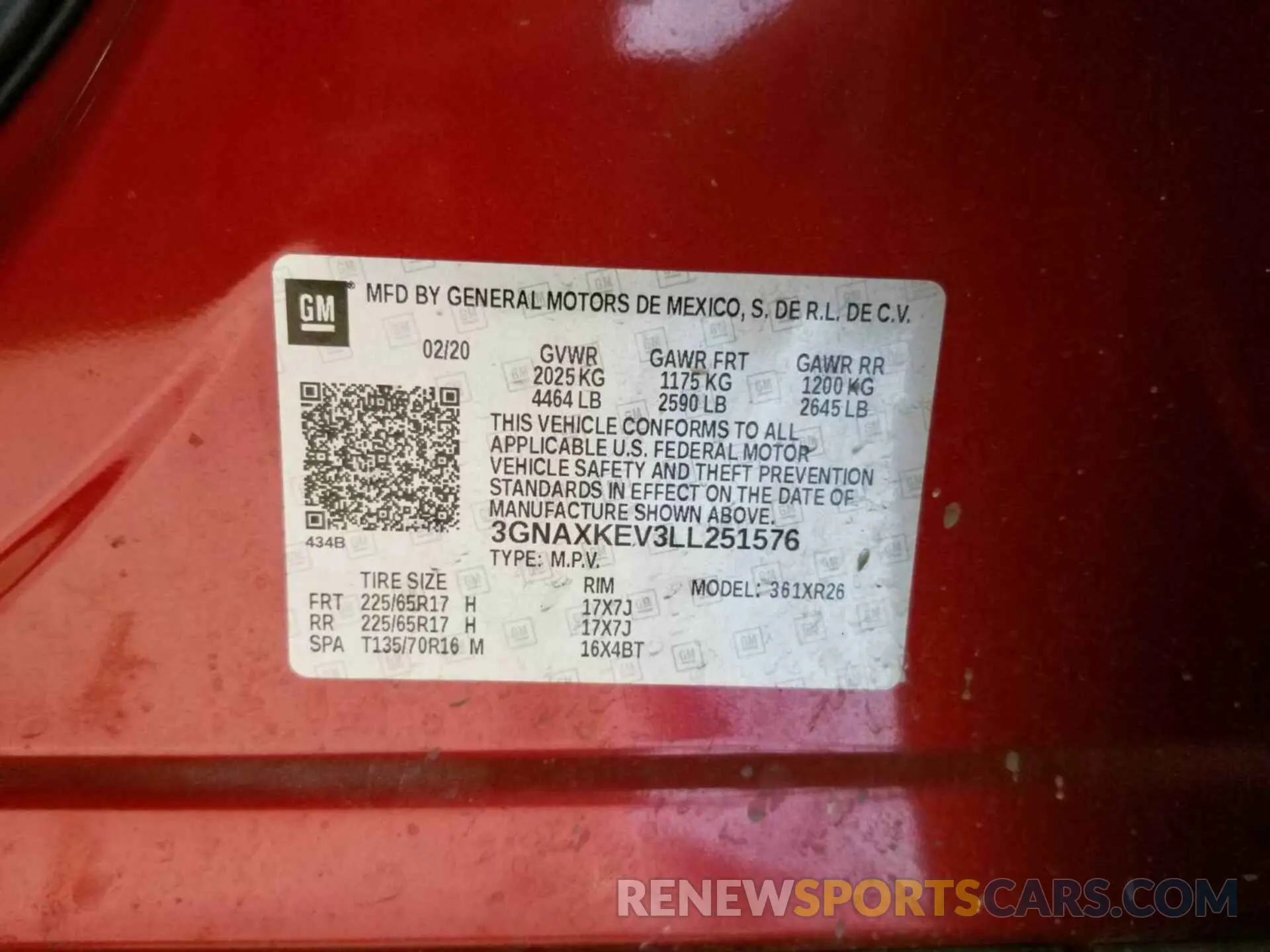 3 Photograph of a damaged car 3GNAXKEV3LL251576 CHEVROLET EQUINOX 2020
