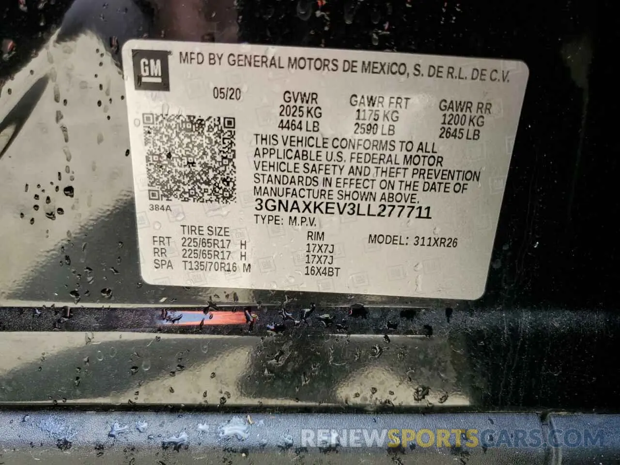14 Photograph of a damaged car 3GNAXKEV3LL277711 CHEVROLET EQUINOX 2020