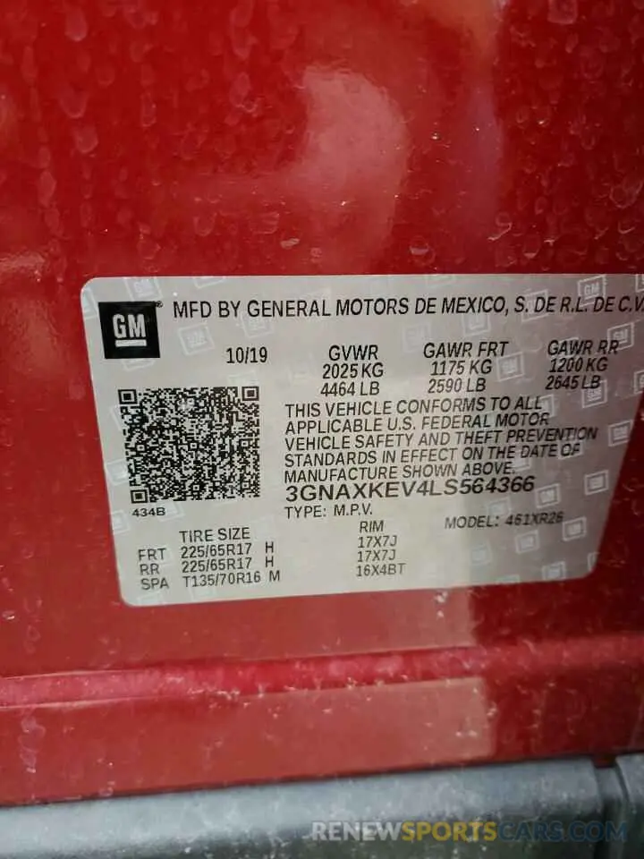 13 Photograph of a damaged car 3GNAXKEV4LS564366 CHEVROLET EQUINOX 2020