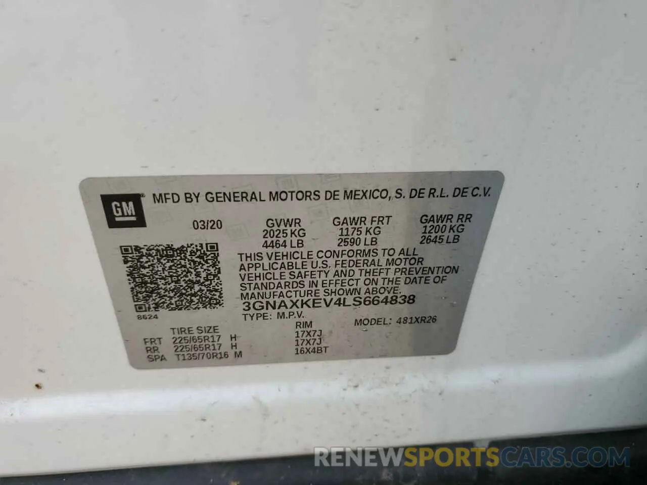15 Photograph of a damaged car 3GNAXKEV4LS664838 CHEVROLET EQUINOX 2020