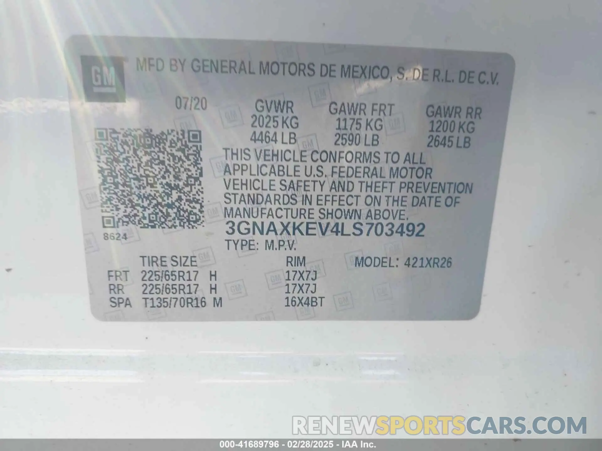 9 Photograph of a damaged car 3GNAXKEV4LS703492 CHEVROLET EQUINOX 2020