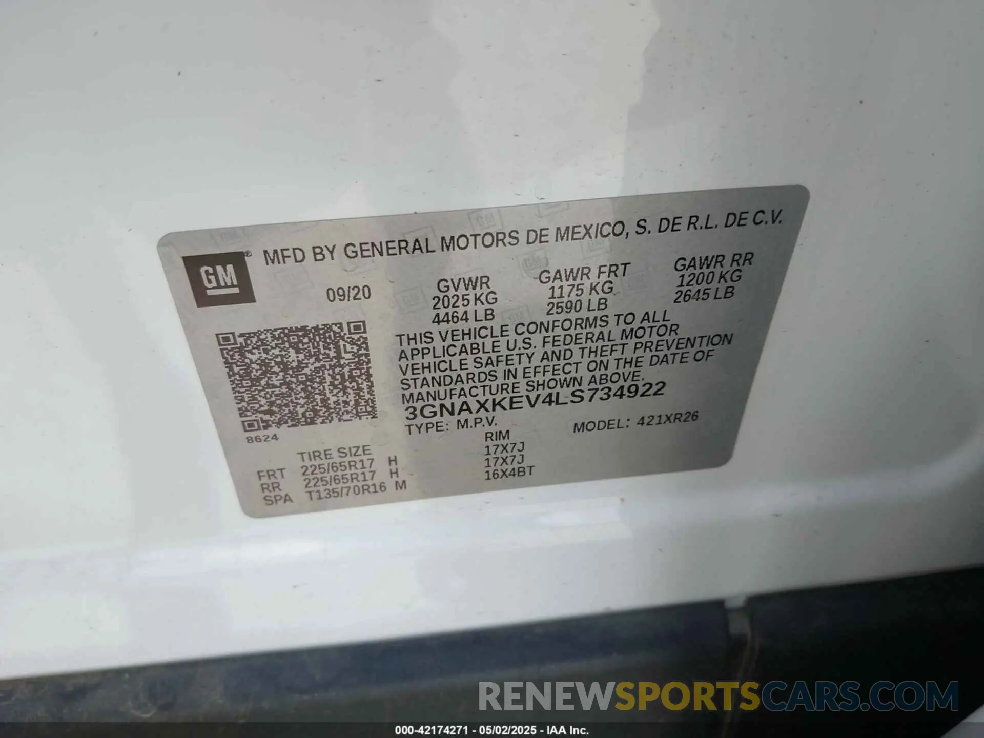 9 Photograph of a damaged car 3GNAXKEV4LS734922 CHEVROLET EQUINOX 2020