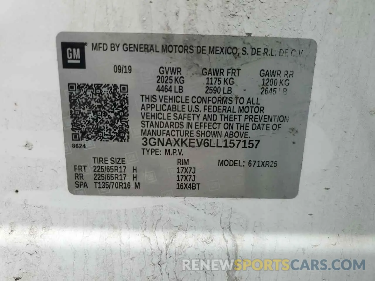 15 Photograph of a damaged car 3GNAXKEV6LL157157 CHEVROLET EQUINOX 2020