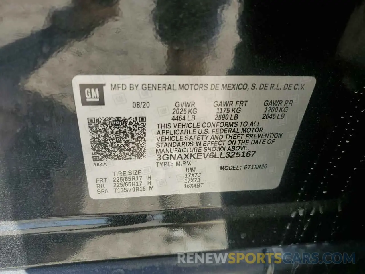 15 Photograph of a damaged car 3GNAXKEV6LL325167 CHEVROLET EQUINOX 2020