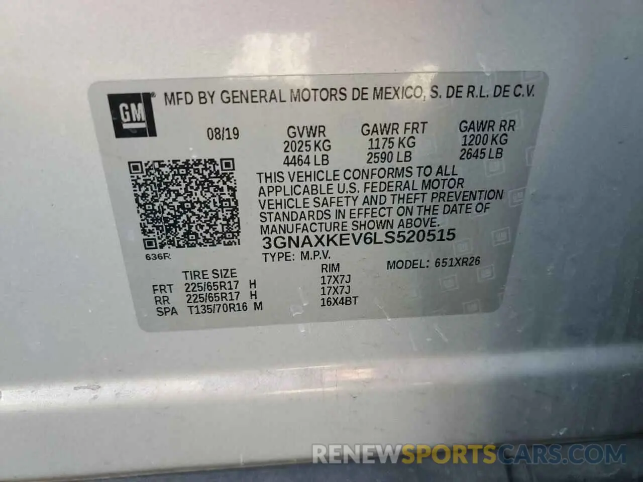 13 Photograph of a damaged car 3GNAXKEV6LS520515 CHEVROLET EQUINOX 2020