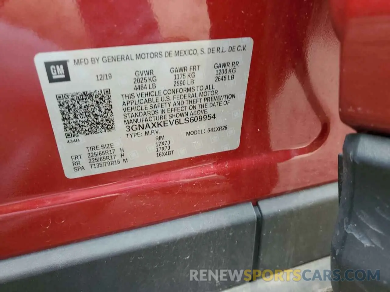 12 Photograph of a damaged car 3GNAXKEV6LS609954 CHEVROLET EQUINOX 2020