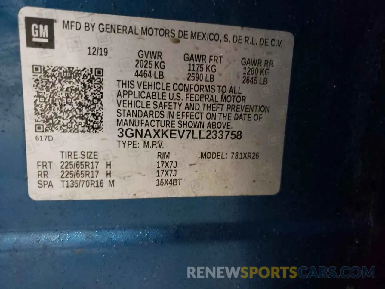 13 Photograph of a damaged car 3GNAXKEV7LL233758 CHEVROLET EQUINOX 2020