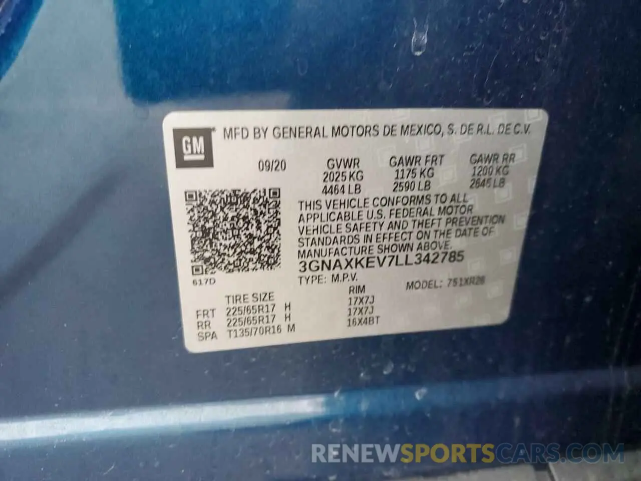 13 Photograph of a damaged car 3GNAXKEV7LL342785 CHEVROLET EQUINOX 2020
