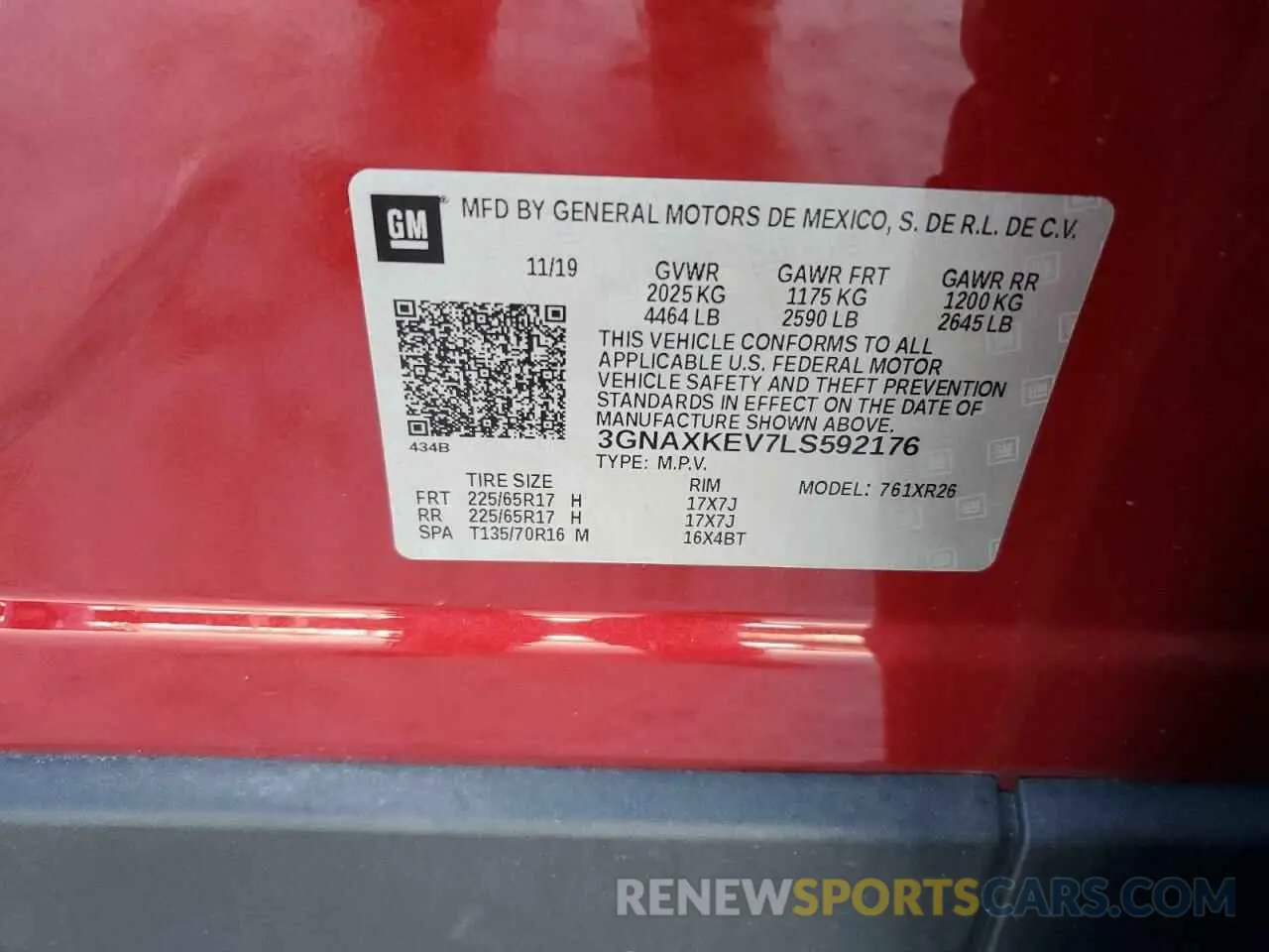 13 Photograph of a damaged car 3GNAXKEV7LS592176 CHEVROLET EQUINOX 2020