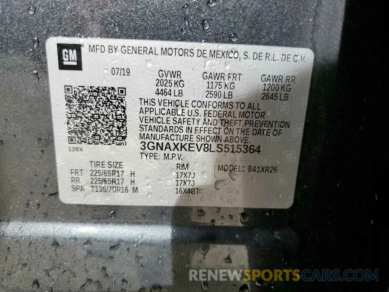 14 Photograph of a damaged car 3GNAXKEV8LS515364 CHEVROLET EQUINOX 2020