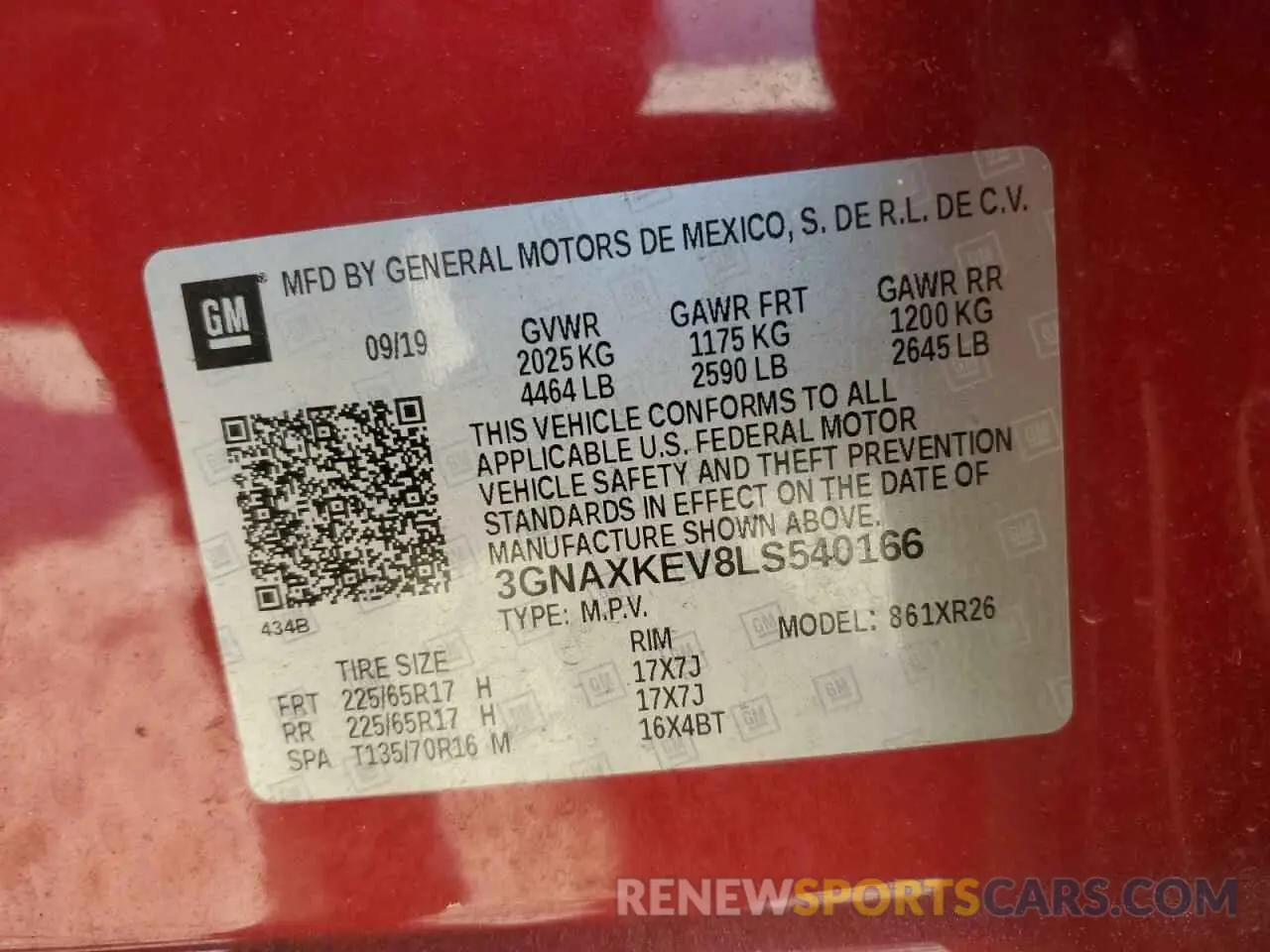 13 Photograph of a damaged car 3GNAXKEV8LS540166 CHEVROLET EQUINOX 2020