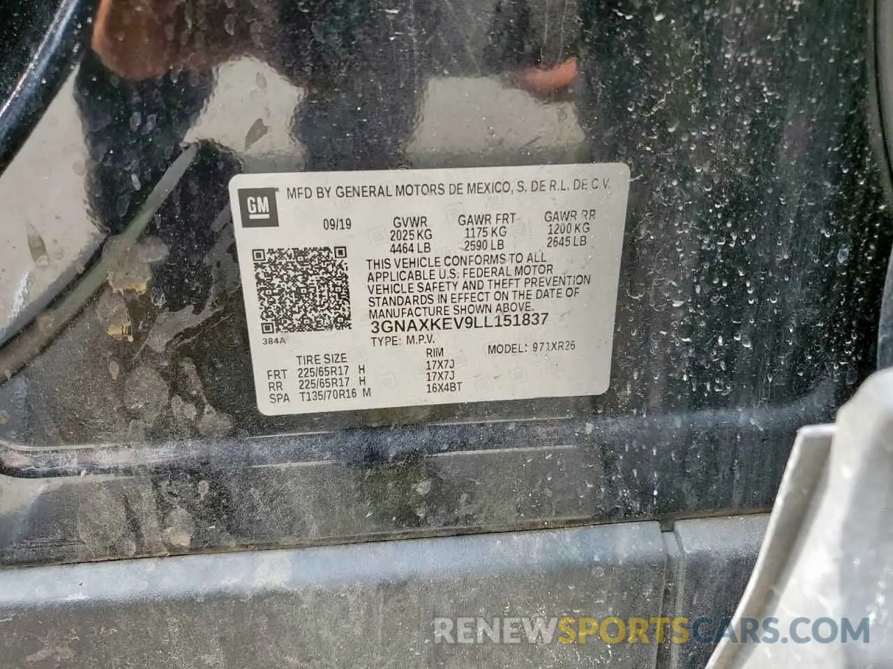 13 Photograph of a damaged car 3GNAXKEV9LL151837 CHEVROLET EQUINOX 2020
