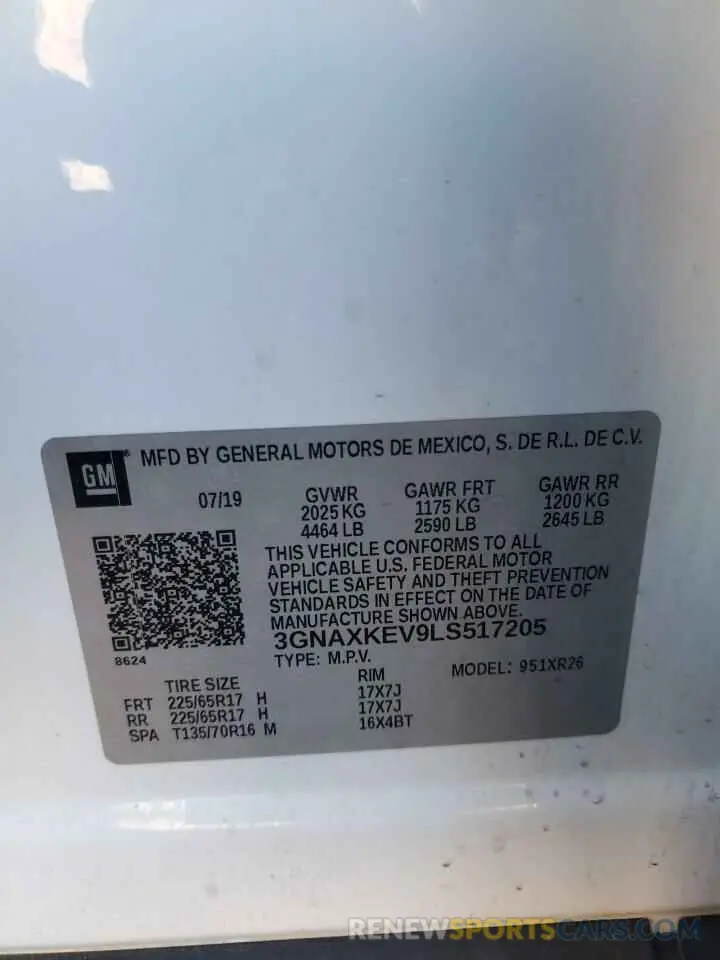 12 Photograph of a damaged car 3GNAXKEV9LS517205 CHEVROLET EQUINOX 2020