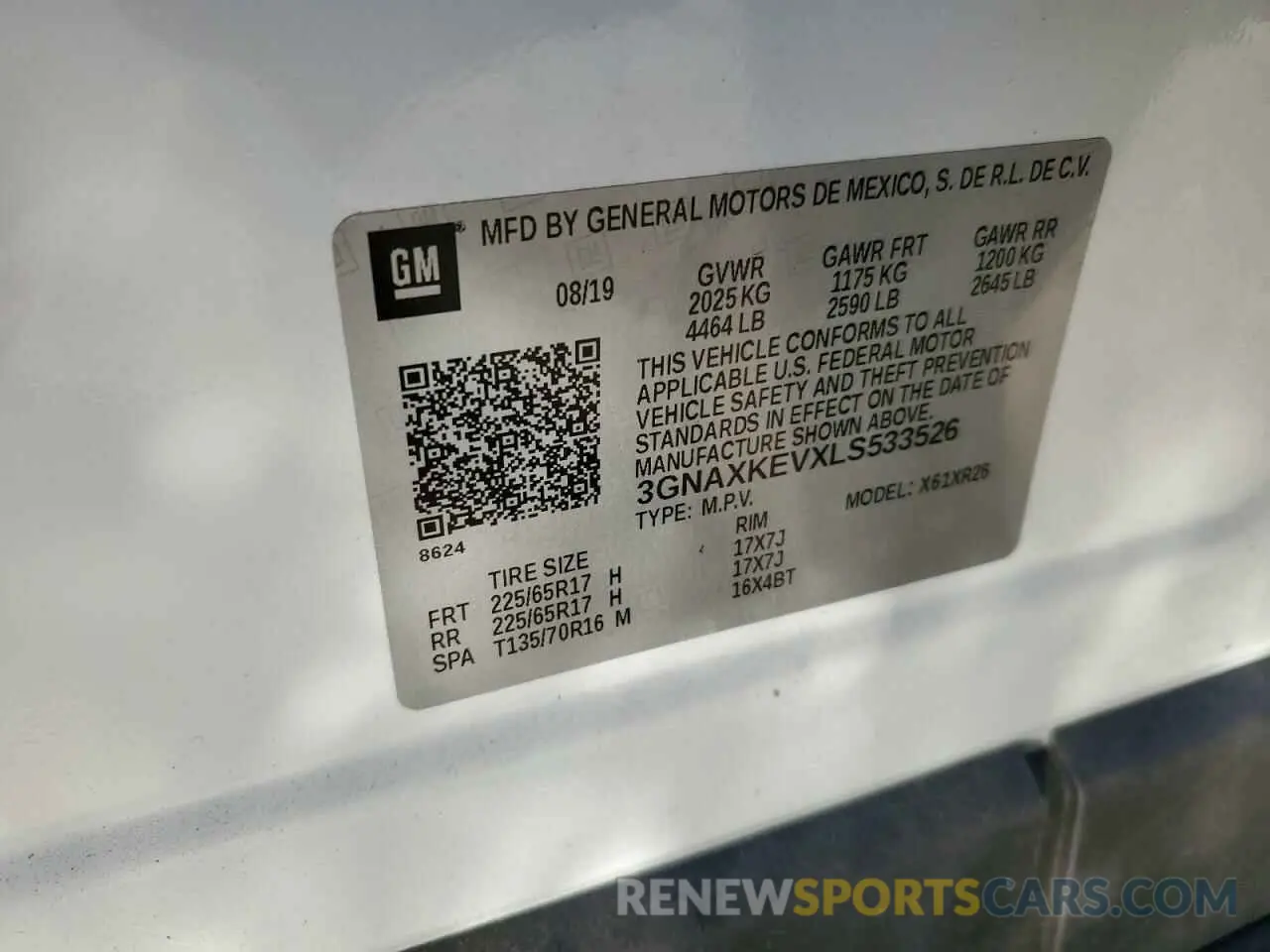 14 Photograph of a damaged car 3GNAXKEVXLS533526 CHEVROLET EQUINOX 2020