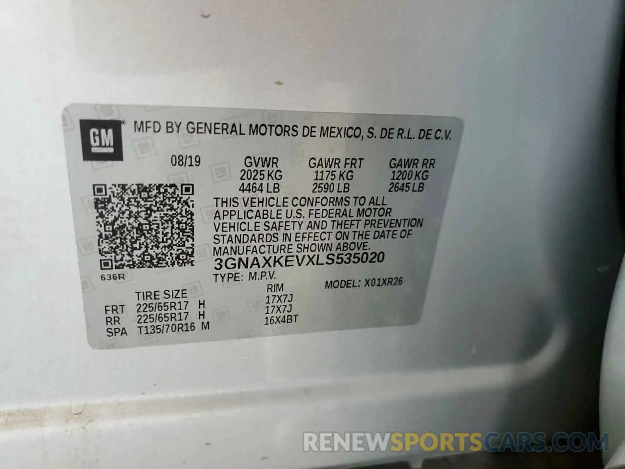 14 Photograph of a damaged car 3GNAXKEVXLS535020 CHEVROLET EQUINOX 2020