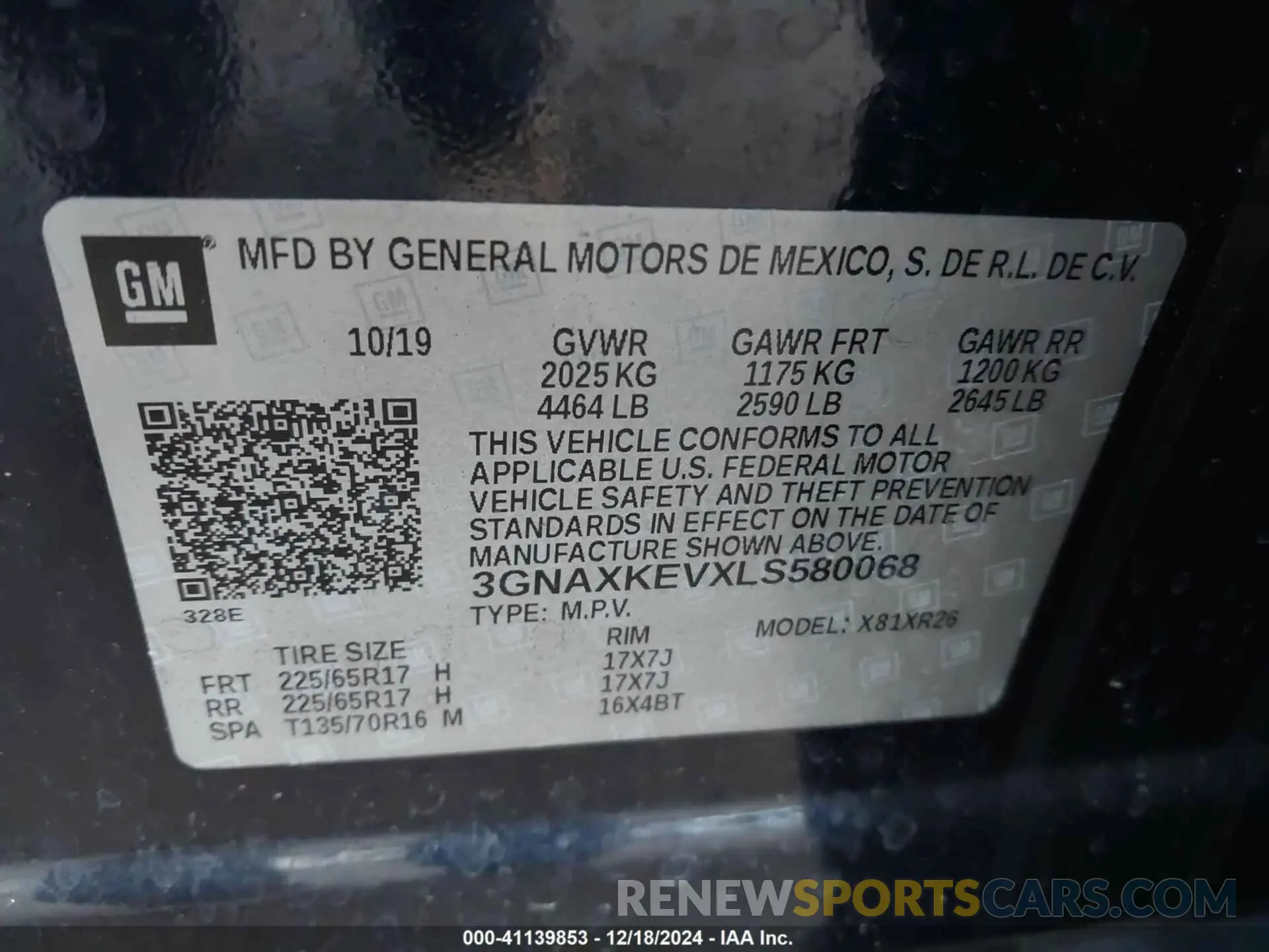 9 Photograph of a damaged car 3GNAXKEVXLS580068 CHEVROLET EQUINOX 2020