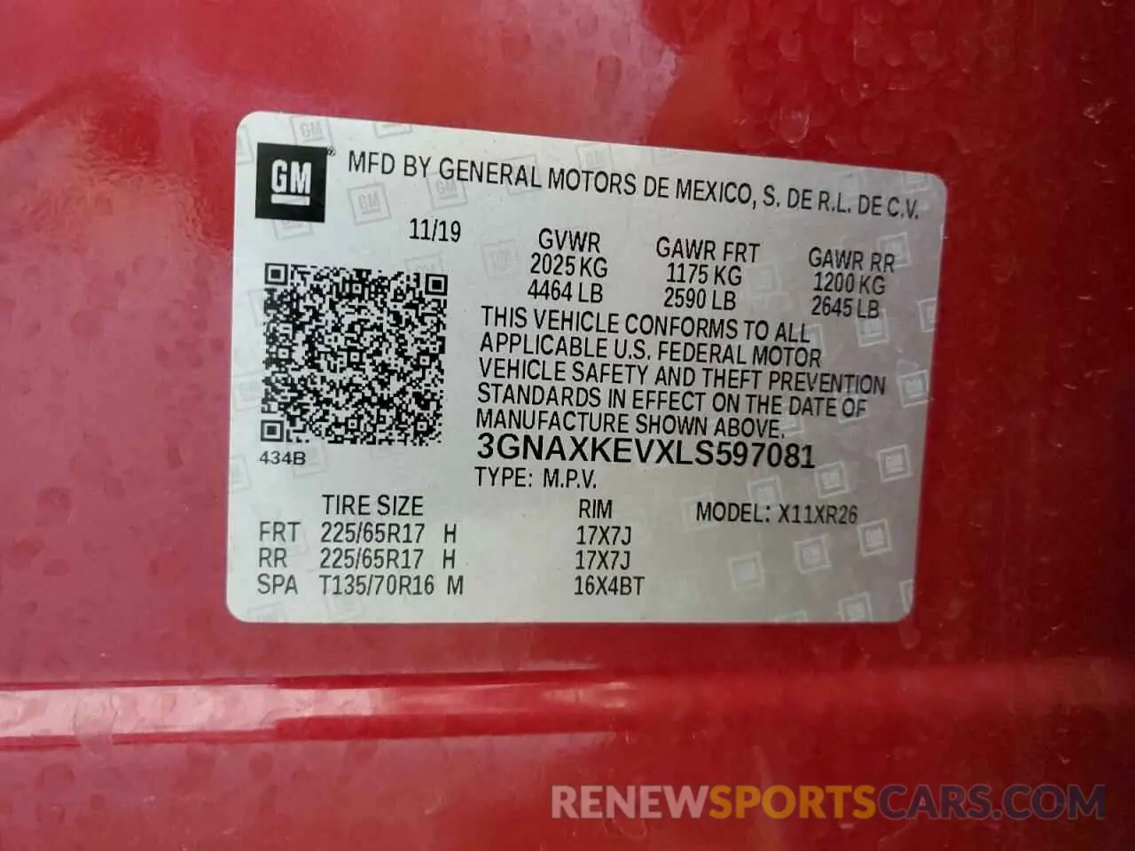 13 Photograph of a damaged car 3GNAXKEVXLS597081 CHEVROLET EQUINOX 2020