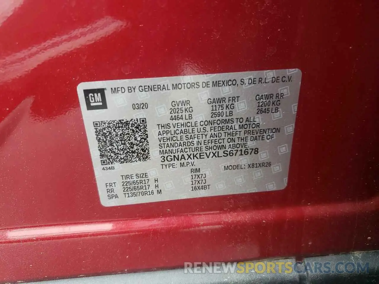 13 Photograph of a damaged car 3GNAXKEVXLS671678 CHEVROLET EQUINOX 2020