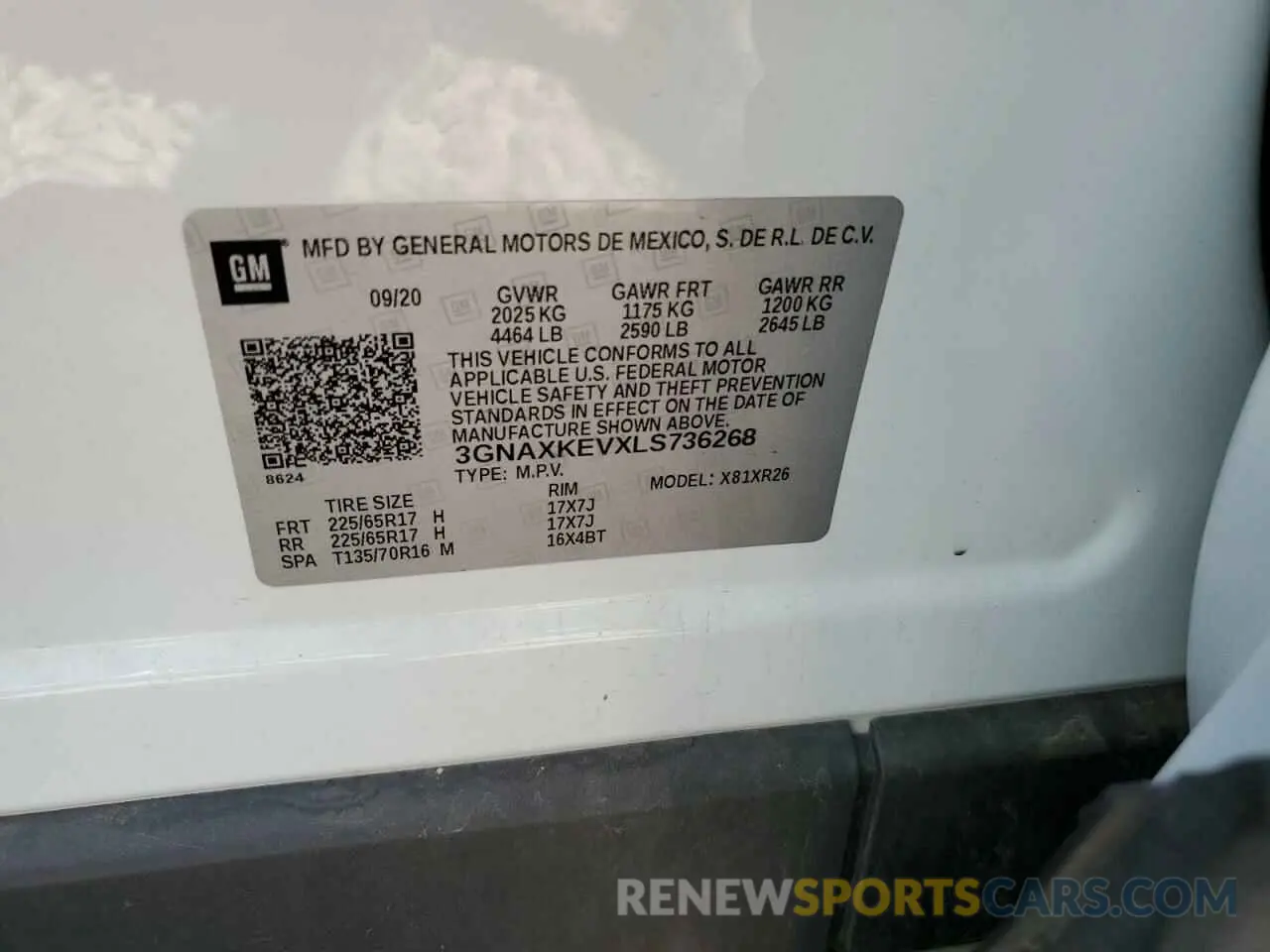 15 Photograph of a damaged car 3GNAXKEVXLS736268 CHEVROLET EQUINOX 2020