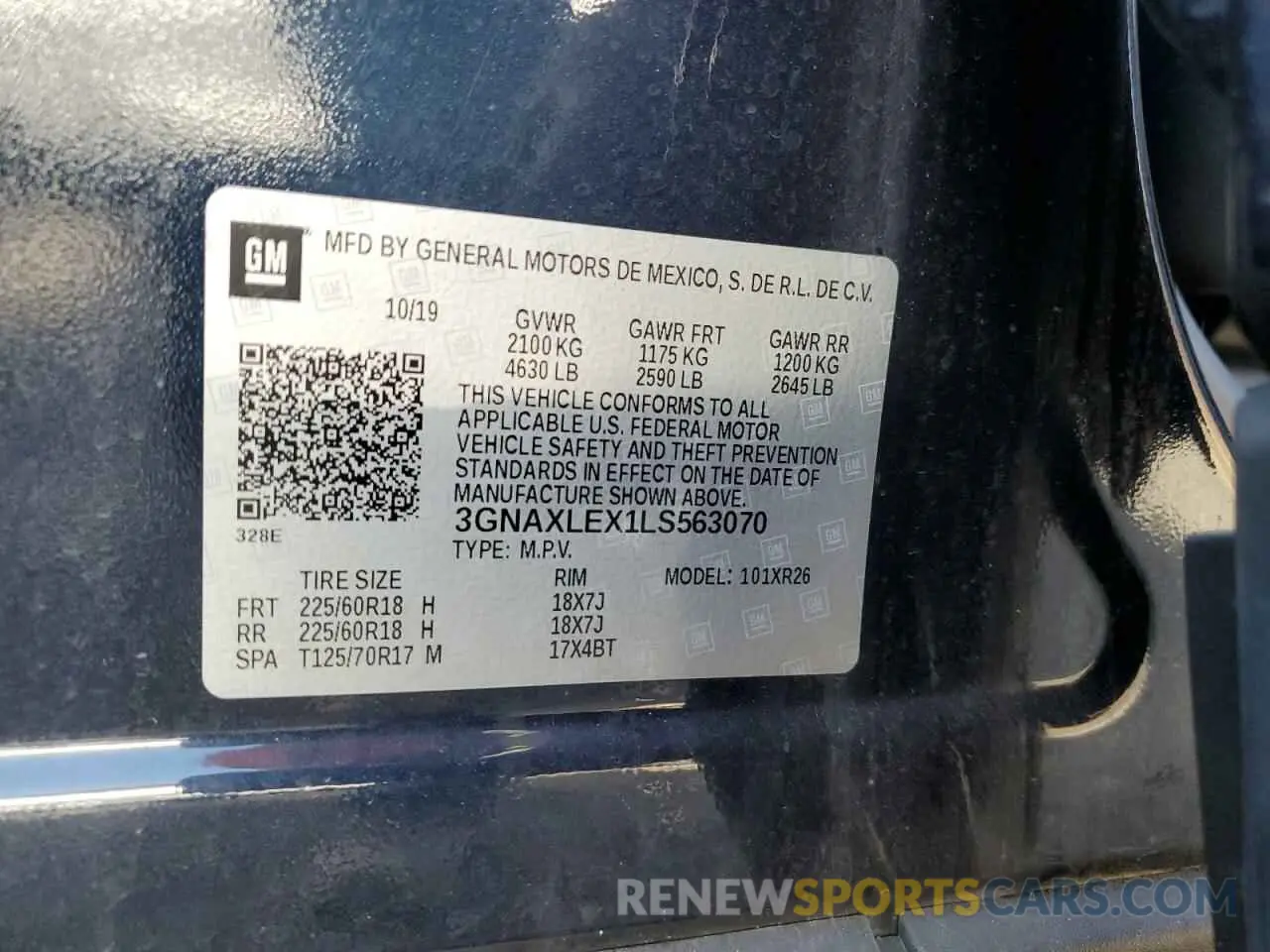 13 Photograph of a damaged car 3GNAXLEX1LS563070 CHEVROLET EQUINOX 2020