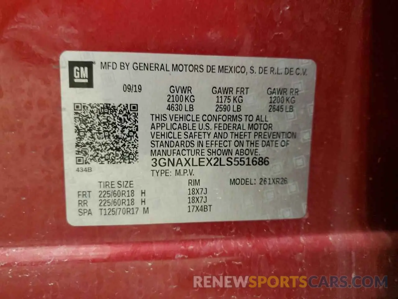 13 Photograph of a damaged car 3GNAXLEX2LS551686 CHEVROLET EQUINOX 2020