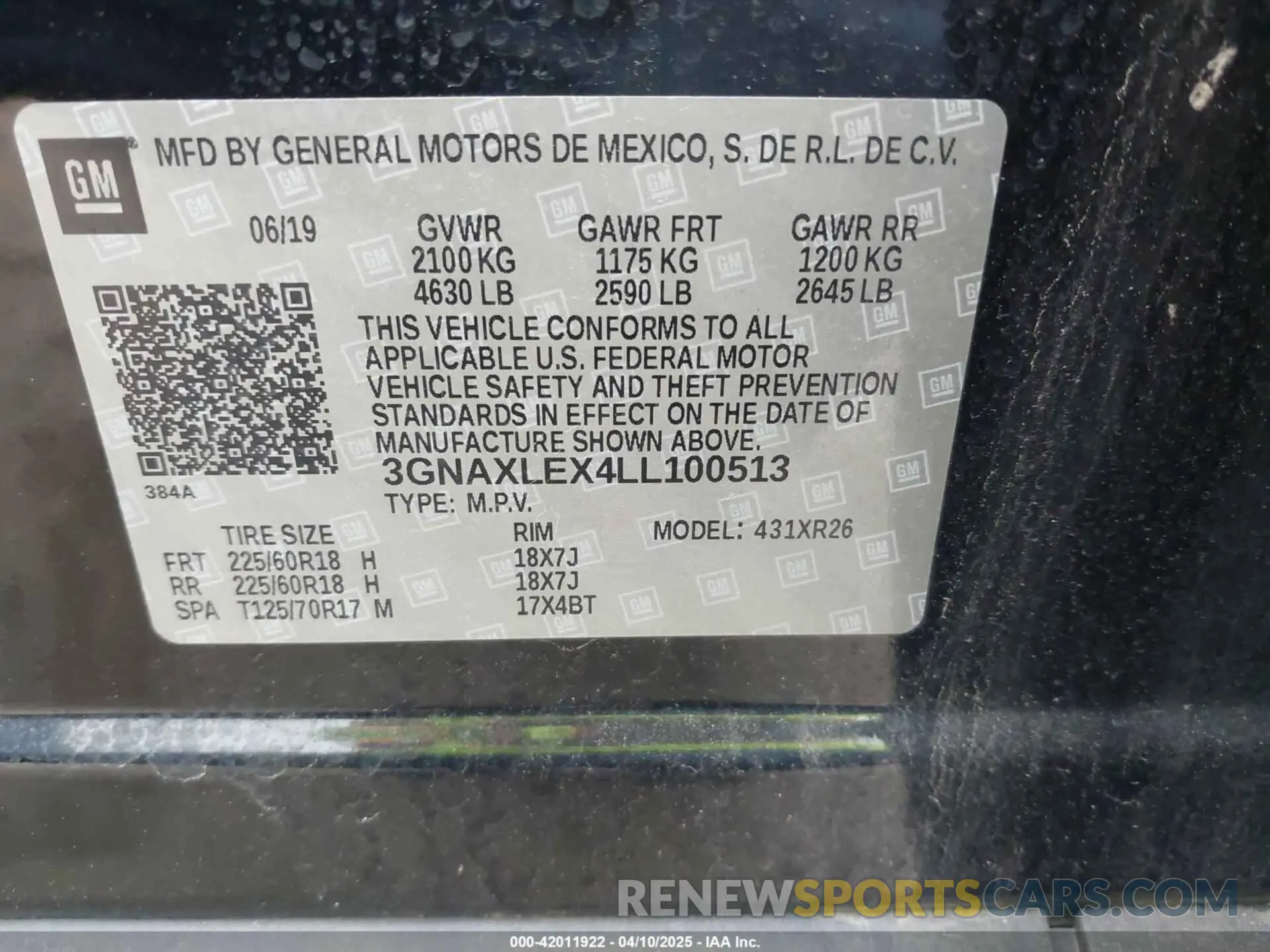 9 Photograph of a damaged car 3GNAXLEX4LL100513 CHEVROLET EQUINOX 2020