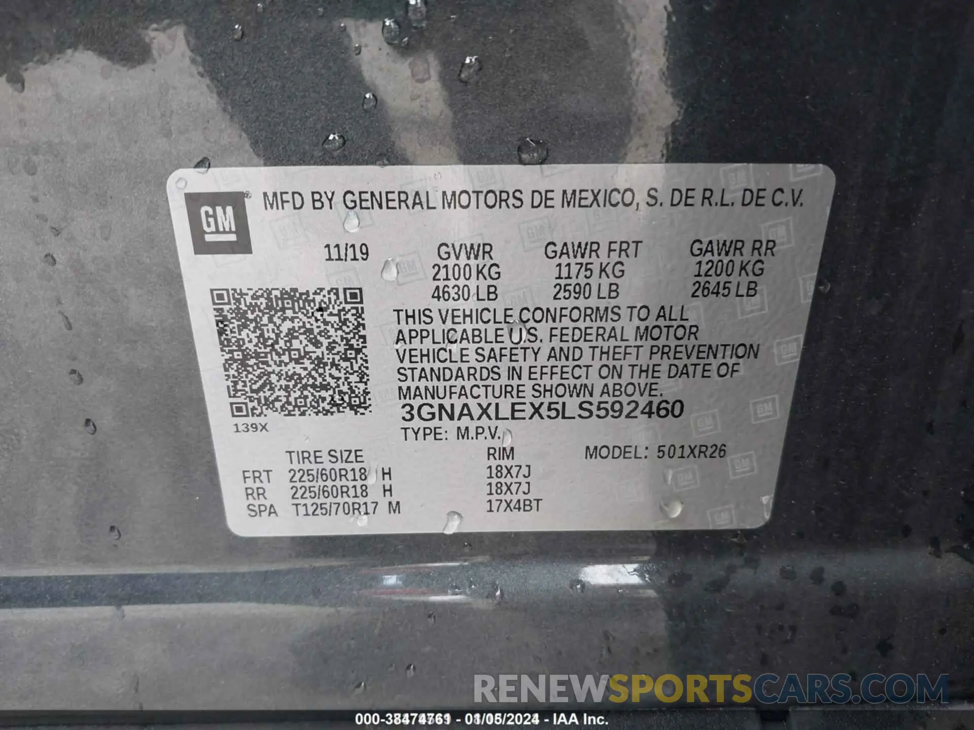 9 Photograph of a damaged car 3GNAXLEX5LS592460 CHEVROLET EQUINOX 2020