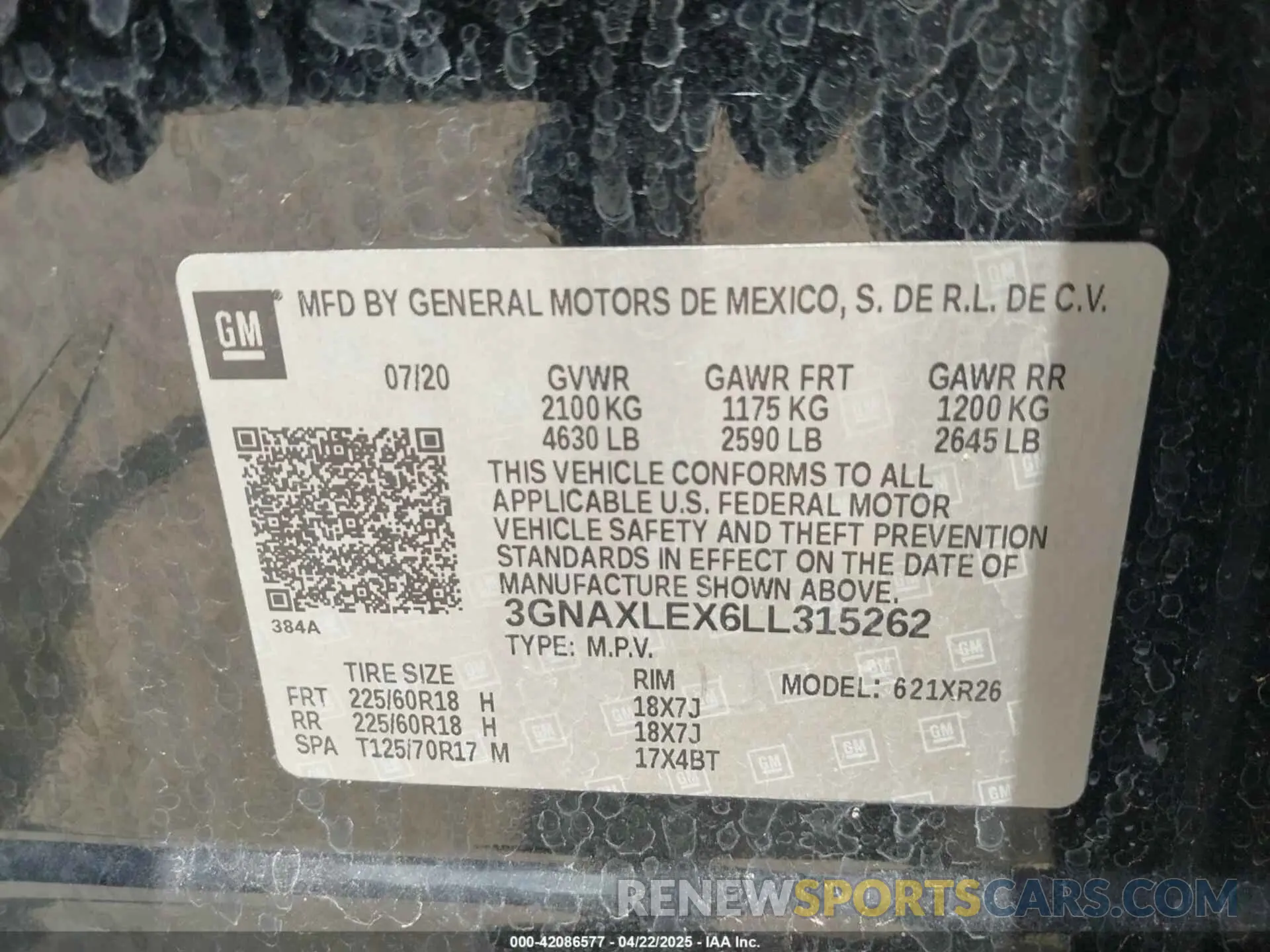 9 Photograph of a damaged car 3GNAXLEX6LL315262 CHEVROLET EQUINOX 2020
