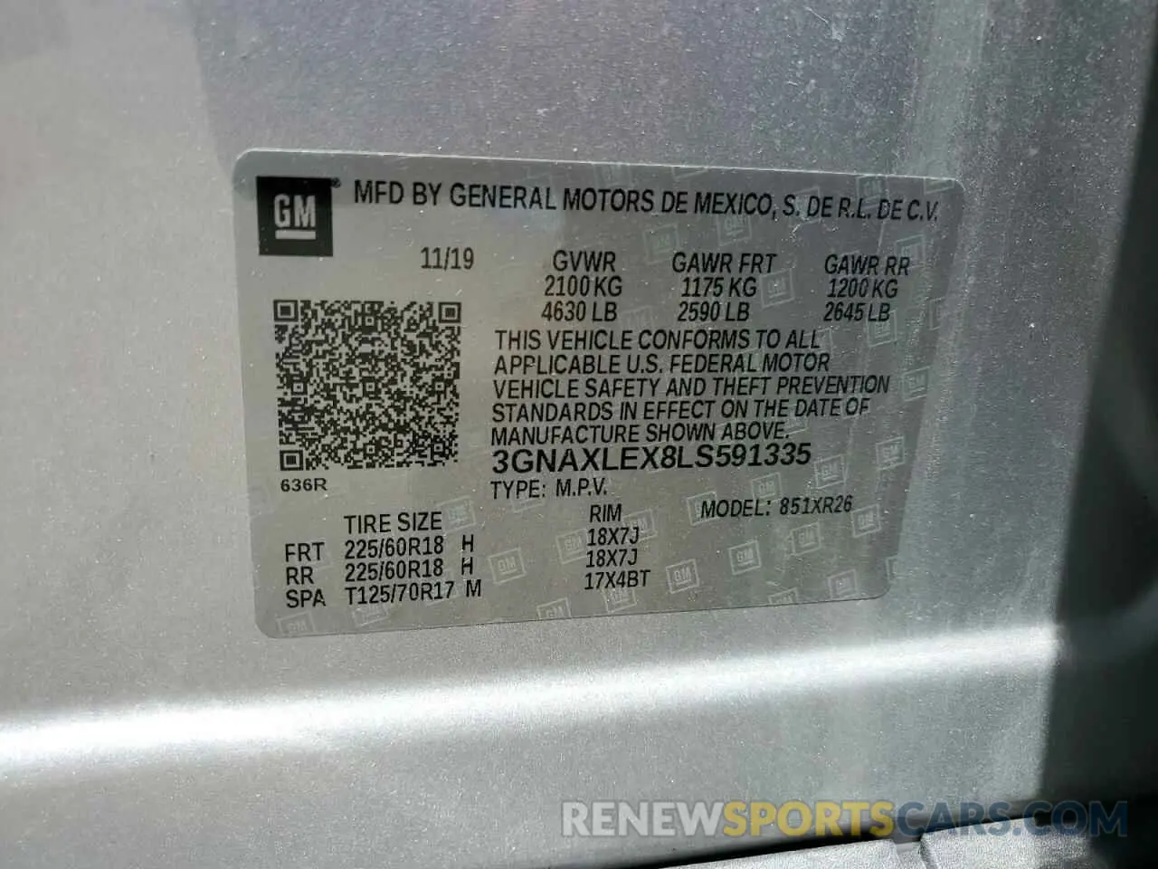 13 Photograph of a damaged car 3GNAXLEX8LS591335 CHEVROLET EQUINOX 2020
