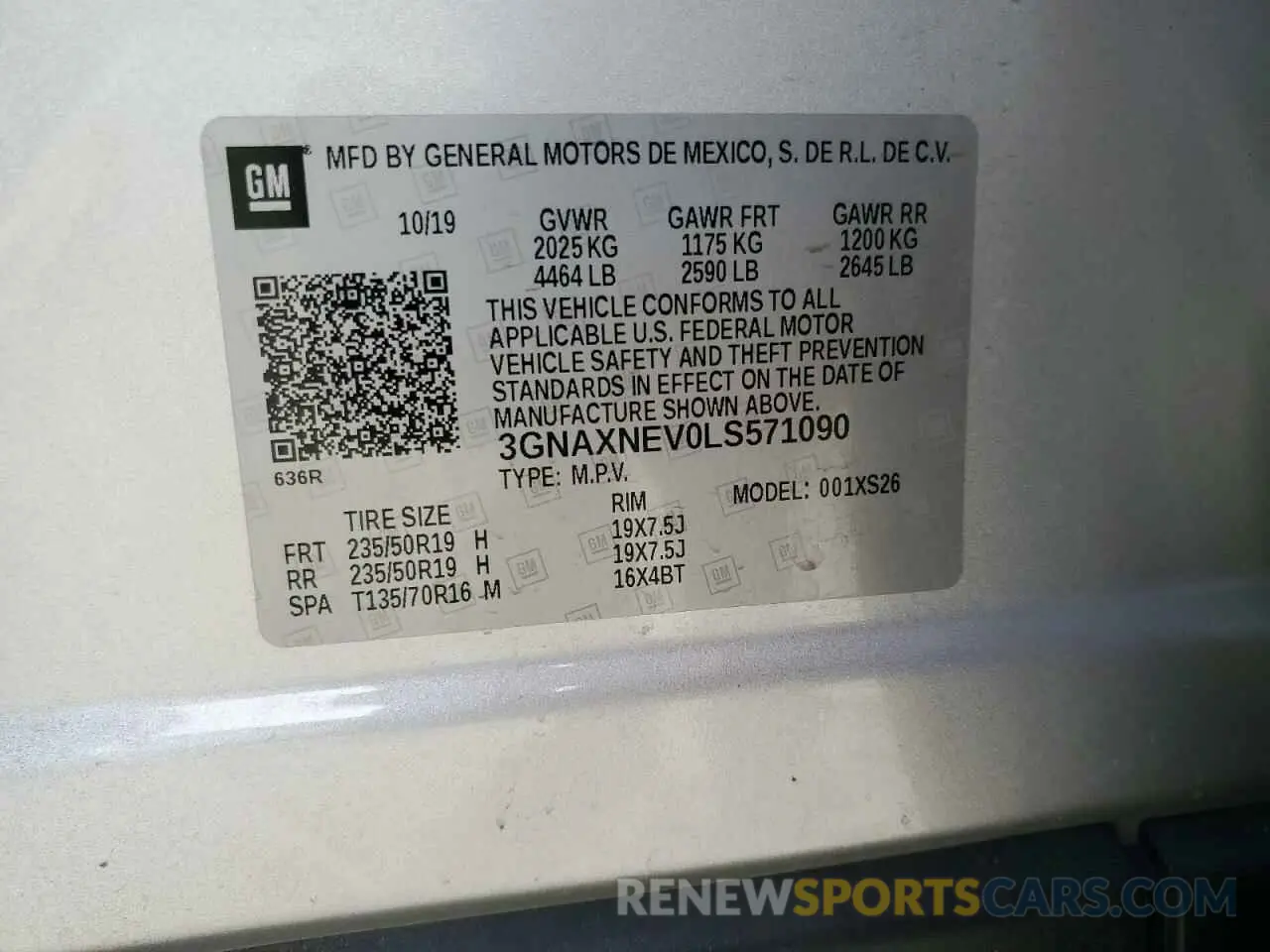 12 Photograph of a damaged car 3GNAXNEV0LS571090 CHEVROLET EQUINOX 2020