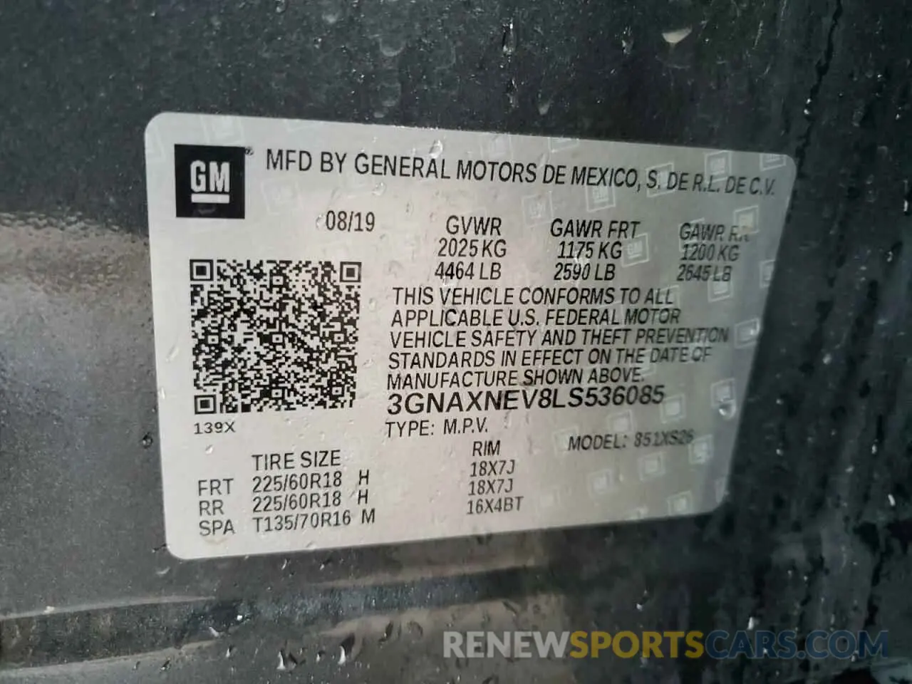 13 Photograph of a damaged car 3GNAXNEV8LS536085 CHEVROLET EQUINOX 2020