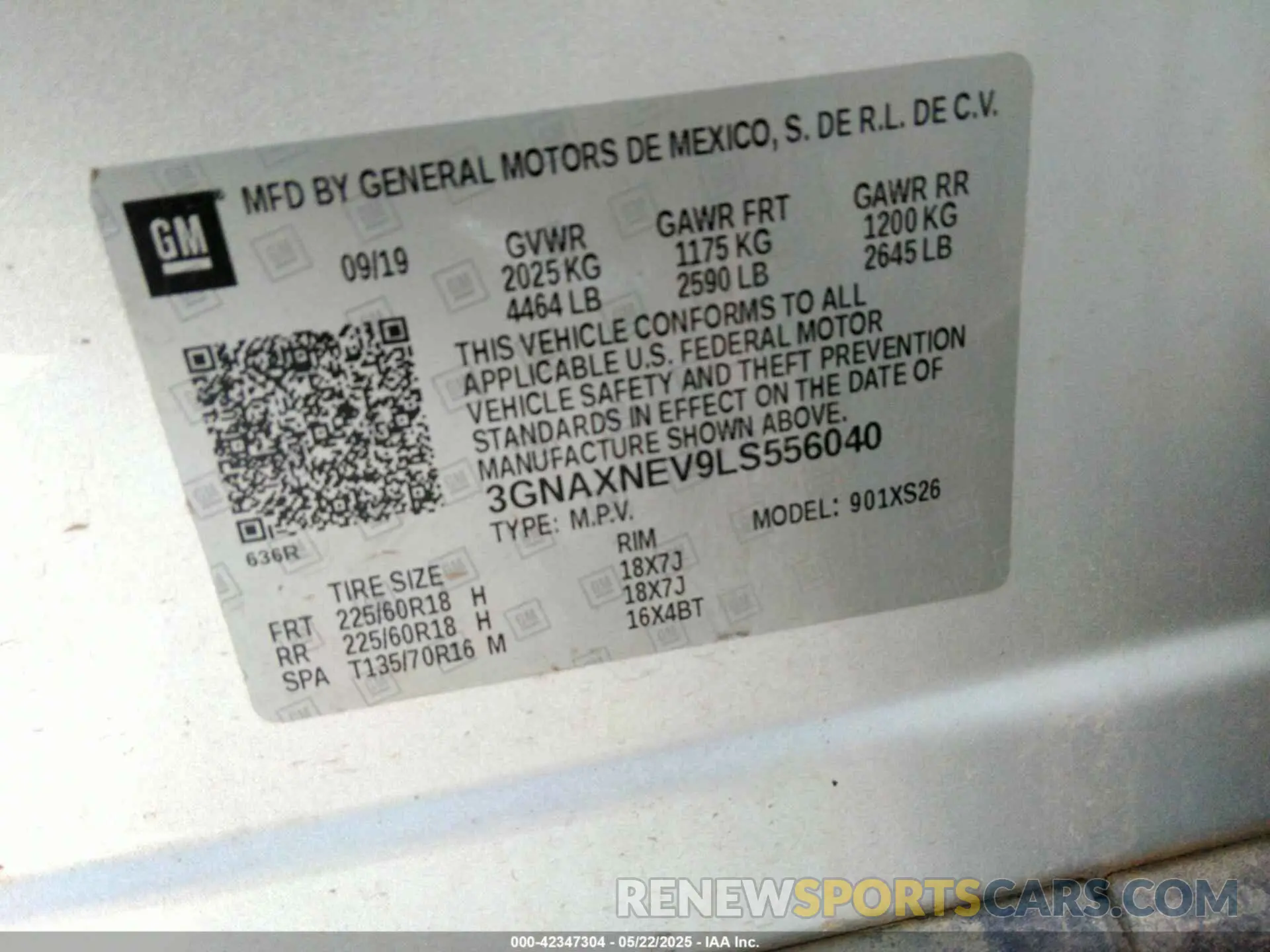 9 Photograph of a damaged car 3GNAXNEV9LS556040 CHEVROLET EQUINOX 2020