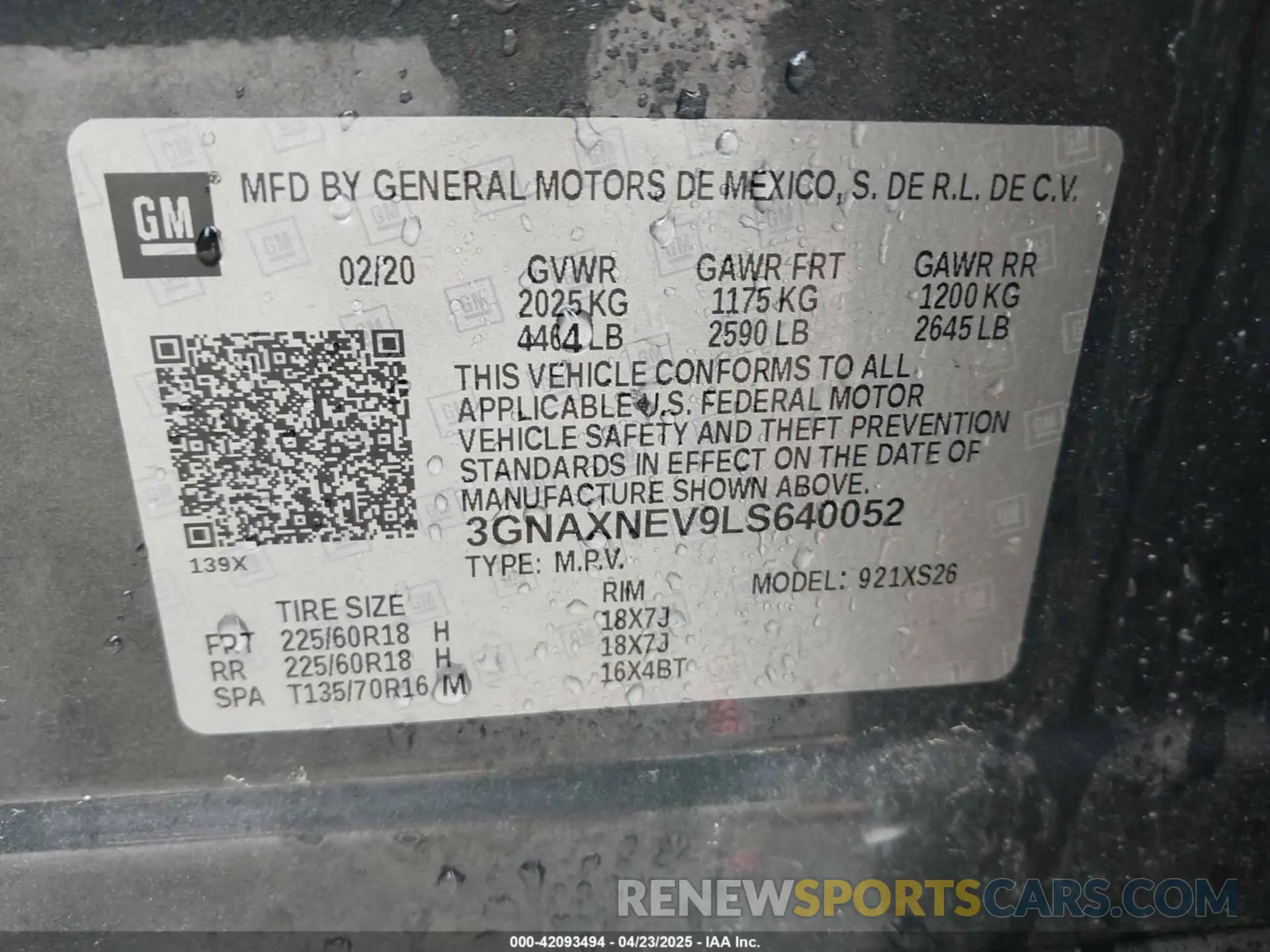 9 Photograph of a damaged car 3GNAXNEV9LS640052 CHEVROLET EQUINOX 2020