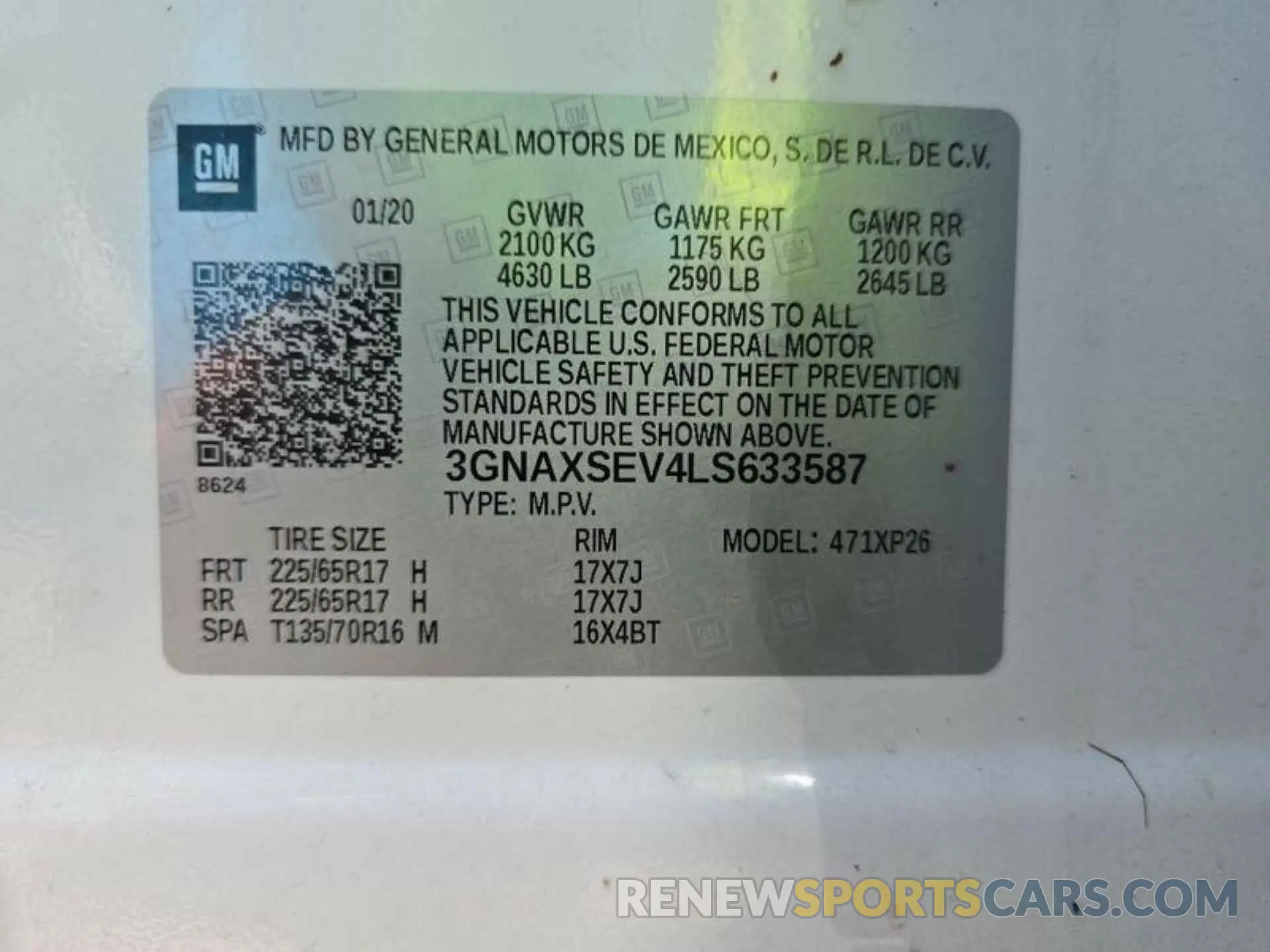 6 Photograph of a damaged car 3GNAXSEV4LS633587 CHEVROLET EQUINOX 2020