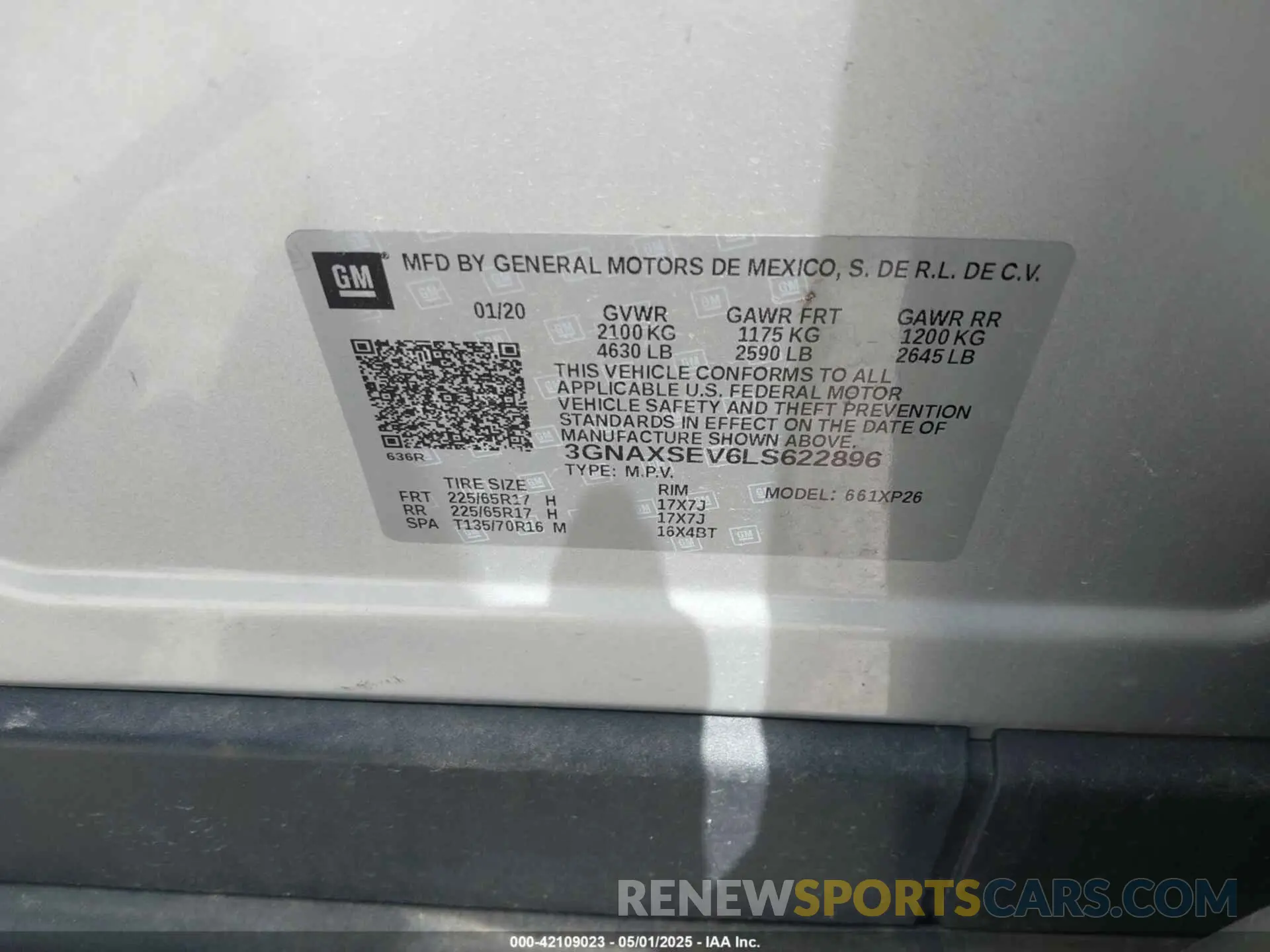 9 Photograph of a damaged car 3GNAXSEV6LS622896 CHEVROLET EQUINOX 2020