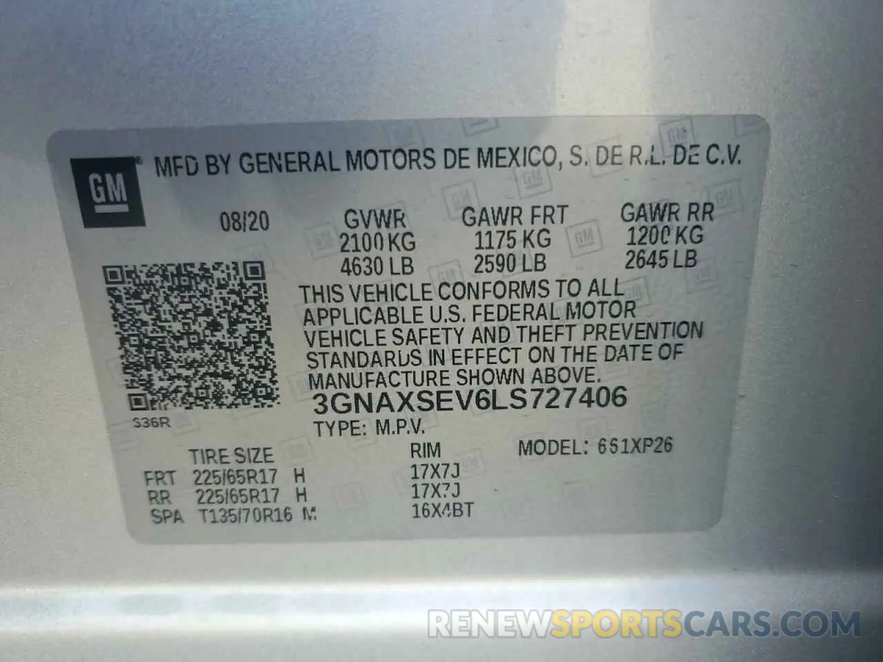 13 Photograph of a damaged car 3GNAXSEV6LS727406 CHEVROLET EQUINOX 2020