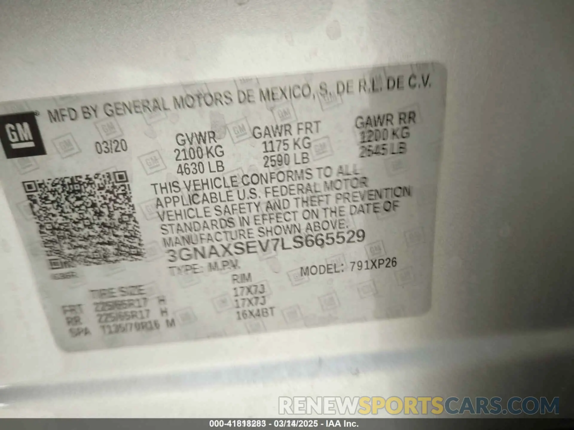 9 Photograph of a damaged car 3GNAXSEV7LS665529 CHEVROLET EQUINOX 2020