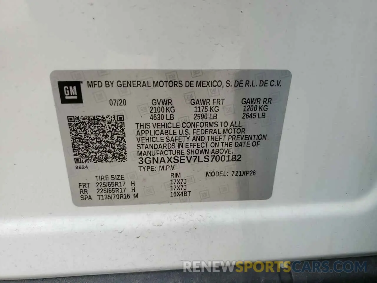15 Photograph of a damaged car 3GNAXSEV7LS700182 CHEVROLET EQUINOX 2020