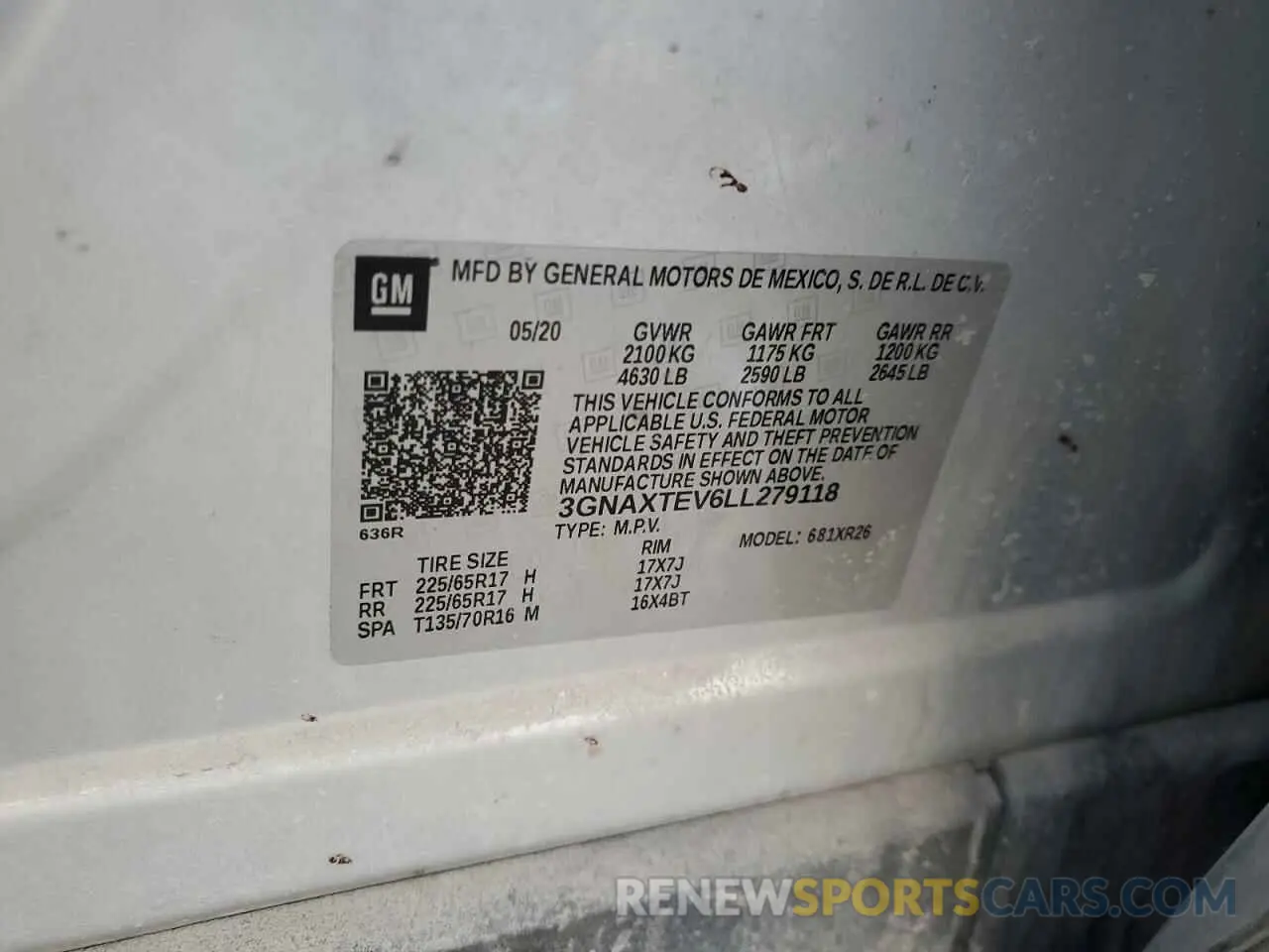 15 Photograph of a damaged car 3GNAXTEV6LL279118 CHEVROLET EQUINOX 2020