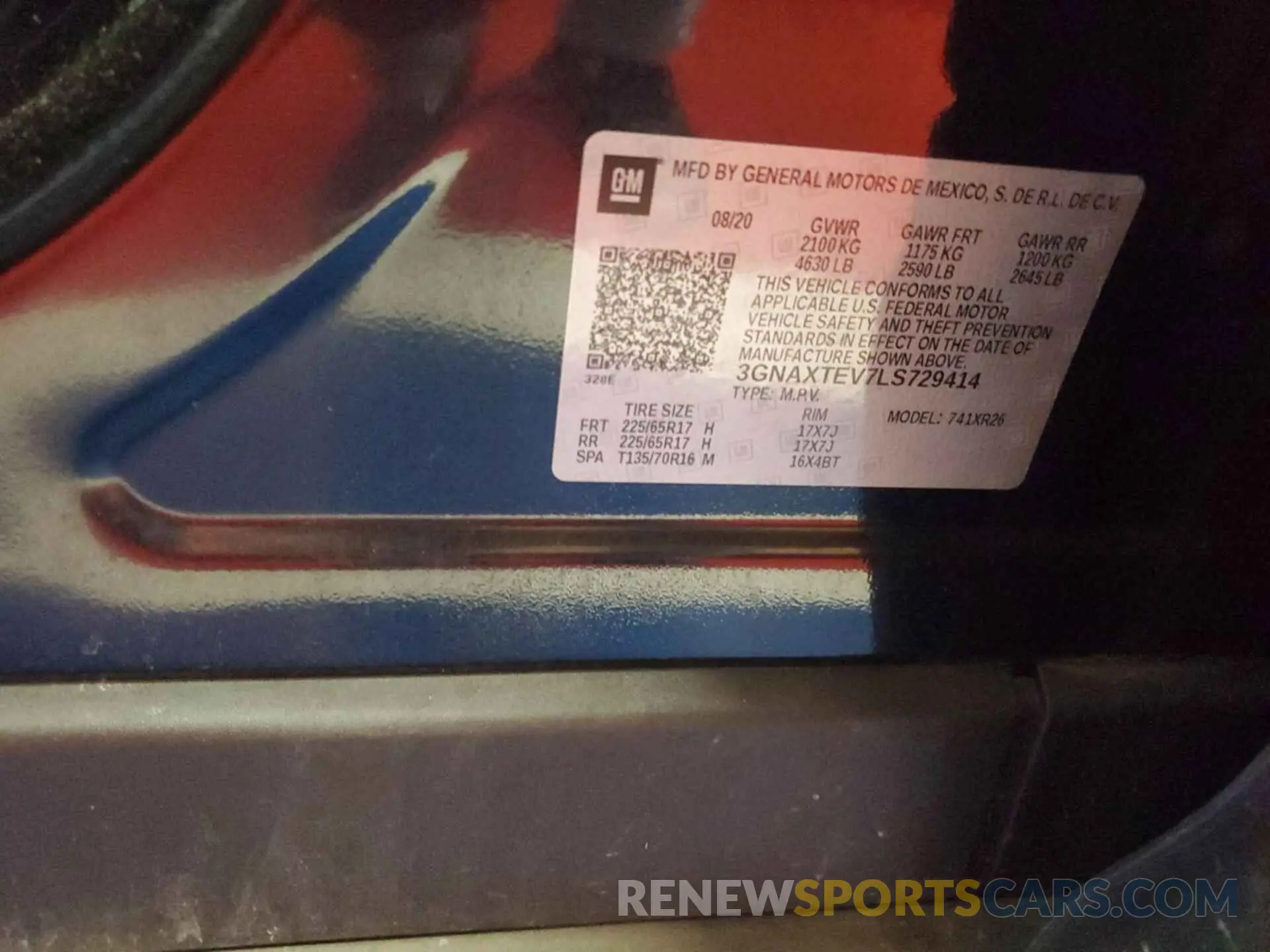 2 Photograph of a damaged car 3GNAXTEV7LS729414 CHEVROLET EQUINOX 2020