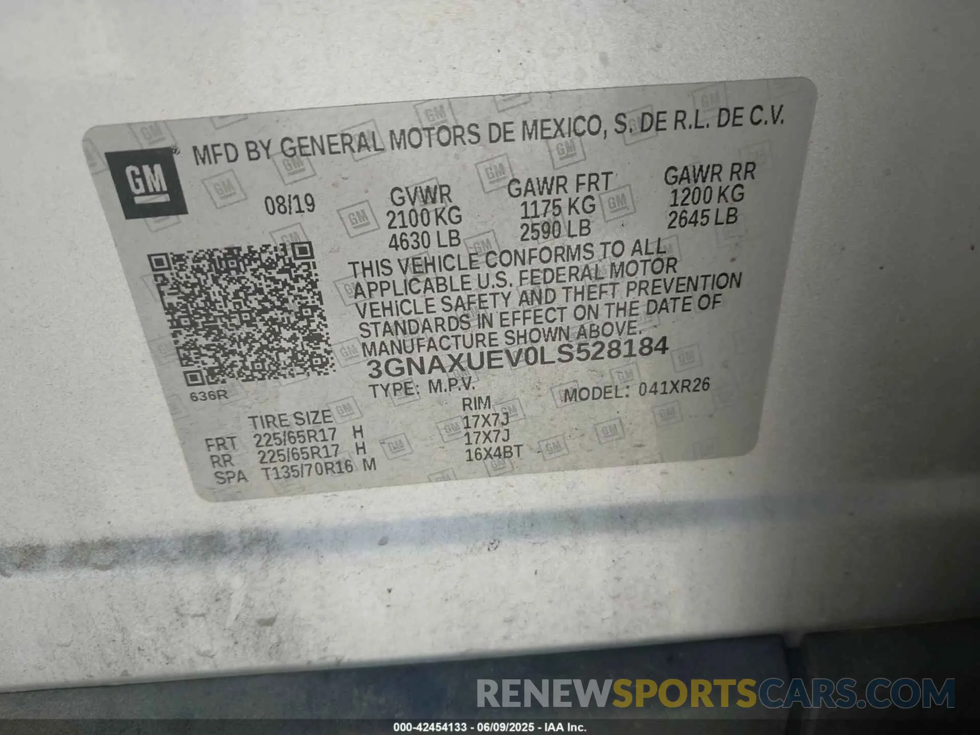 9 Photograph of a damaged car 3GNAXUEV0LS528184 CHEVROLET EQUINOX 2020