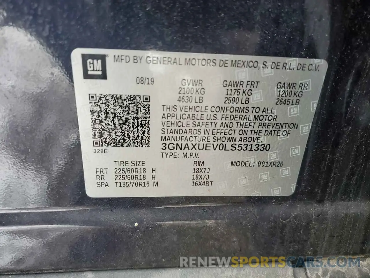 14 Photograph of a damaged car 3GNAXUEV0LS531330 CHEVROLET EQUINOX 2020